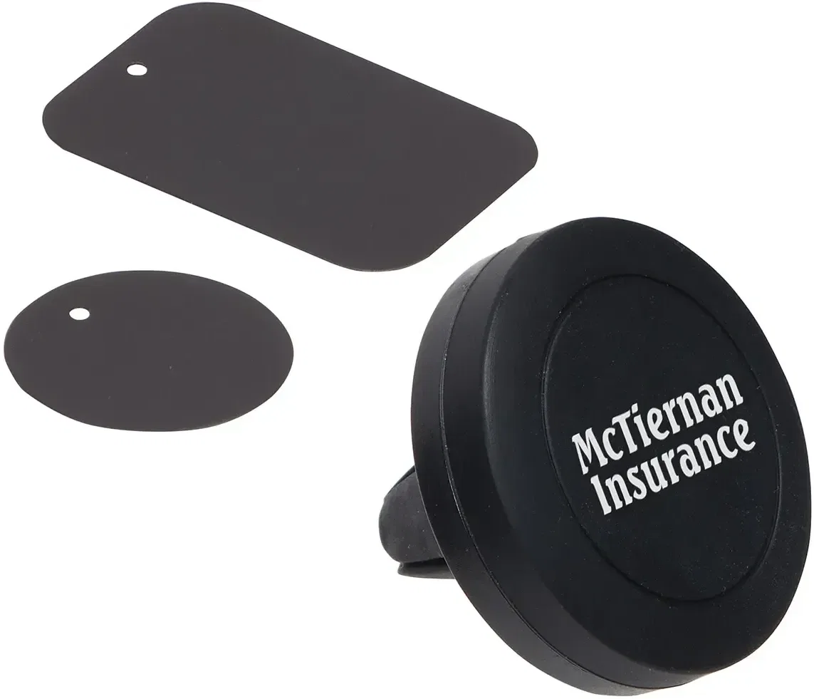 MagnaClip magnetic vent phone holder promotional car mount with custom logo, front view