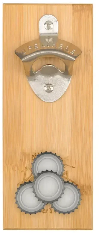 Bamboo Magnetic Wall Mounted Bottle Opener — view 3