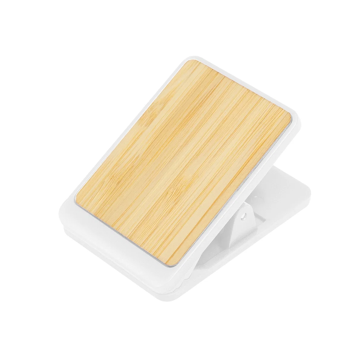 Clip holding a photo on a metal surface