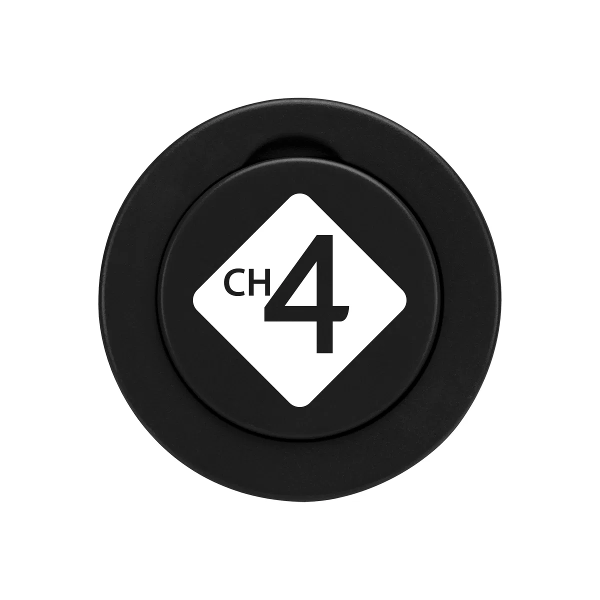 Black disc attached to the back of a device
