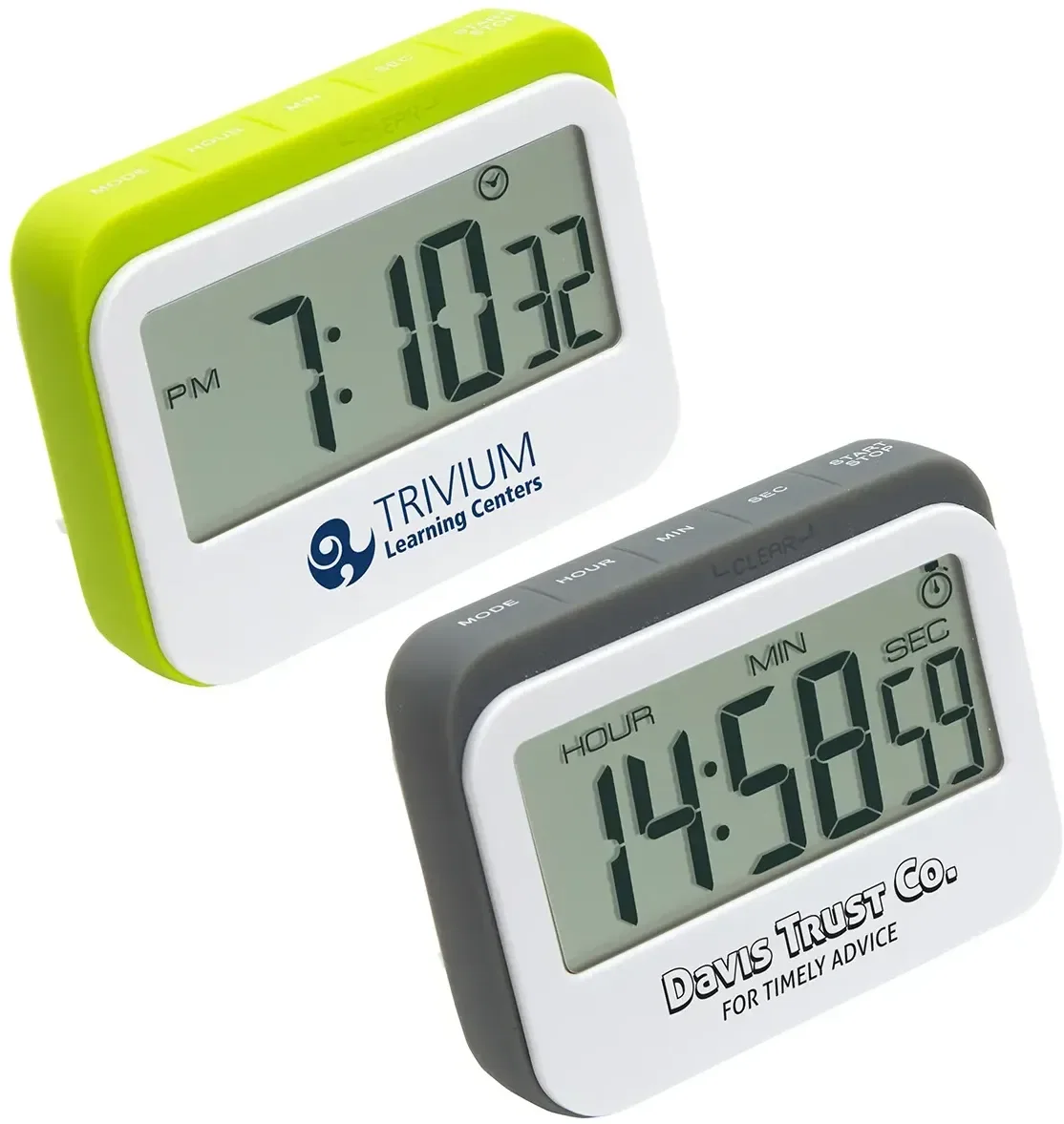 Magnetic kitchen timer and clock with custom logo, promotional kitchen timer front view