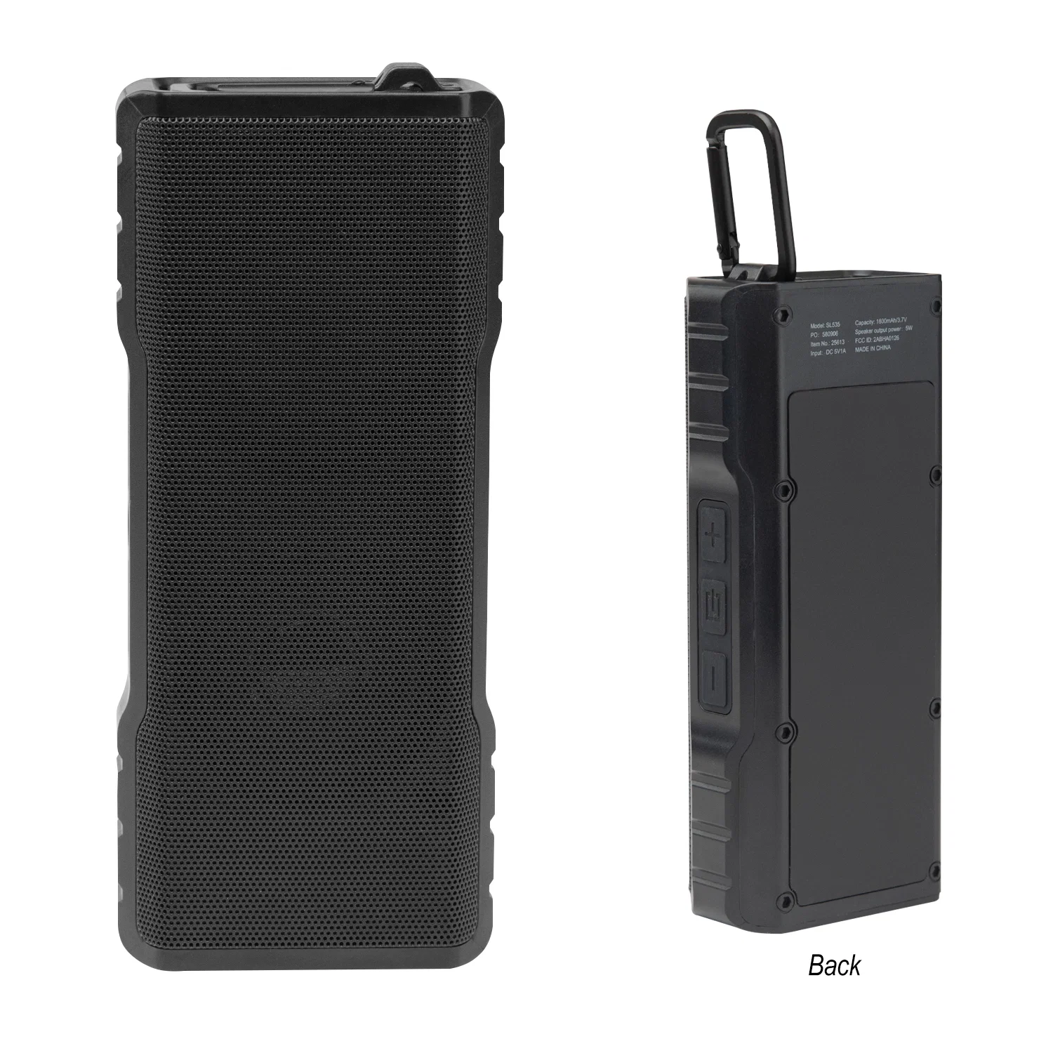 Side profile of the slim body and its metal hook