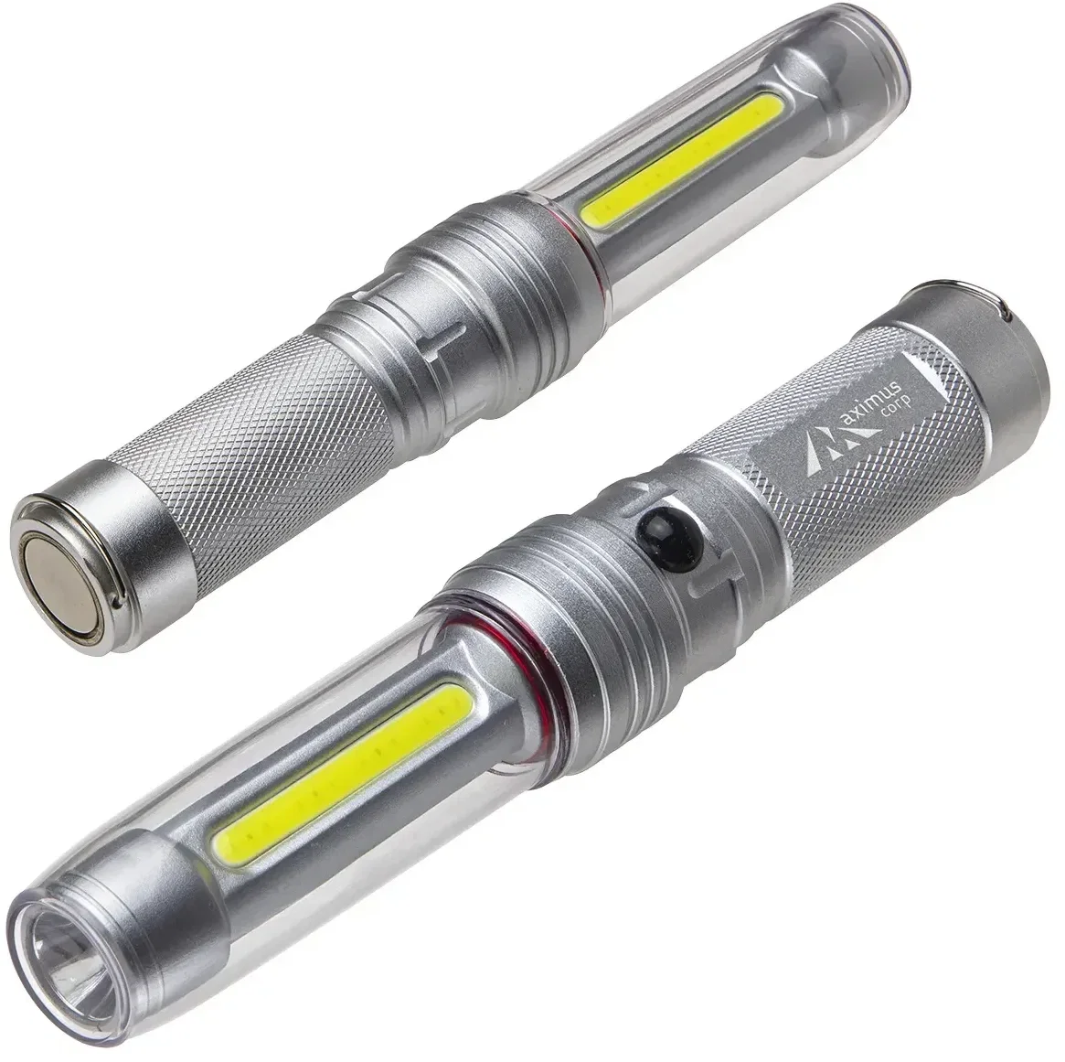 MagnetLite+ custom branded COB LED work flashlight front view with logo area