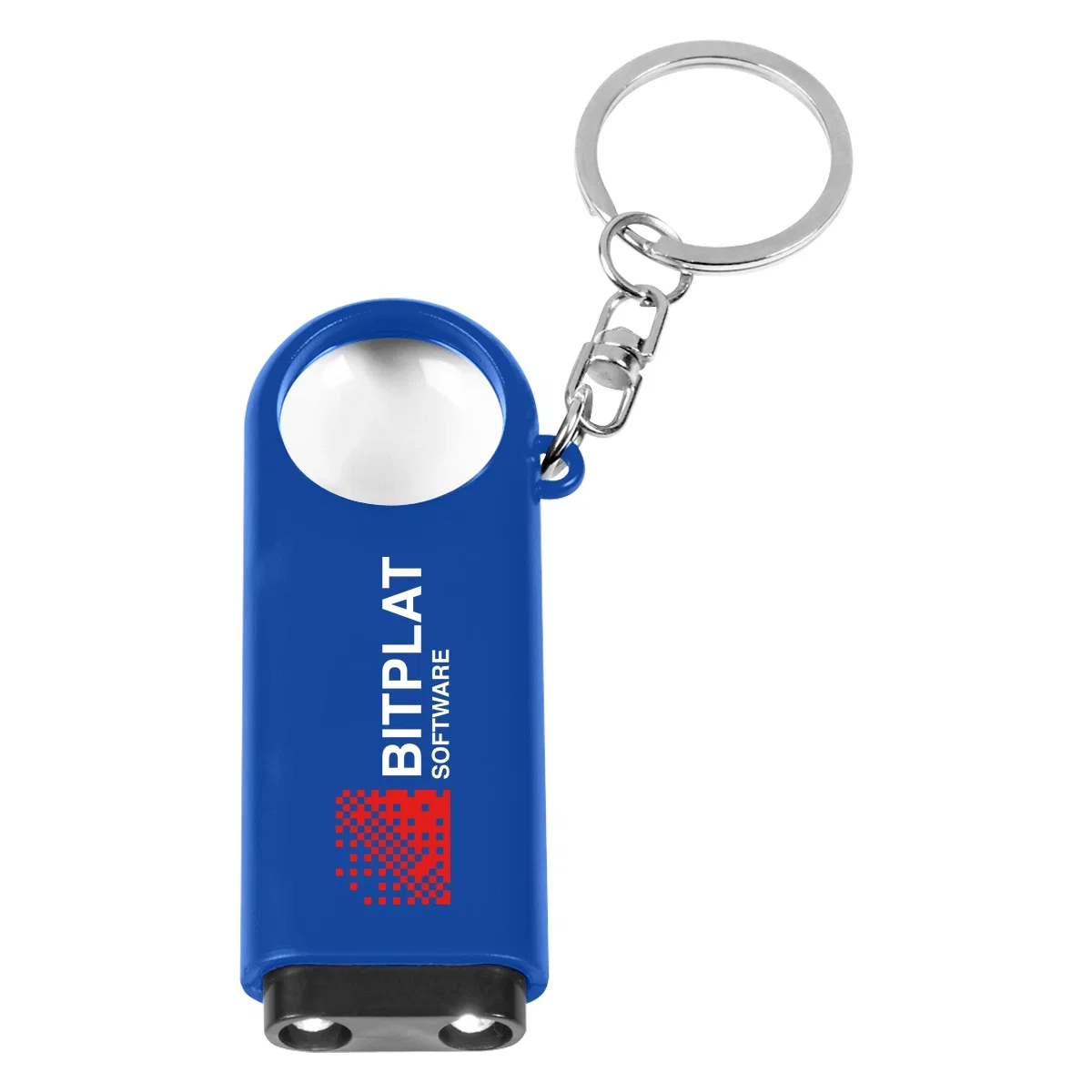 Magnifier key chain shown closed with the ring attached