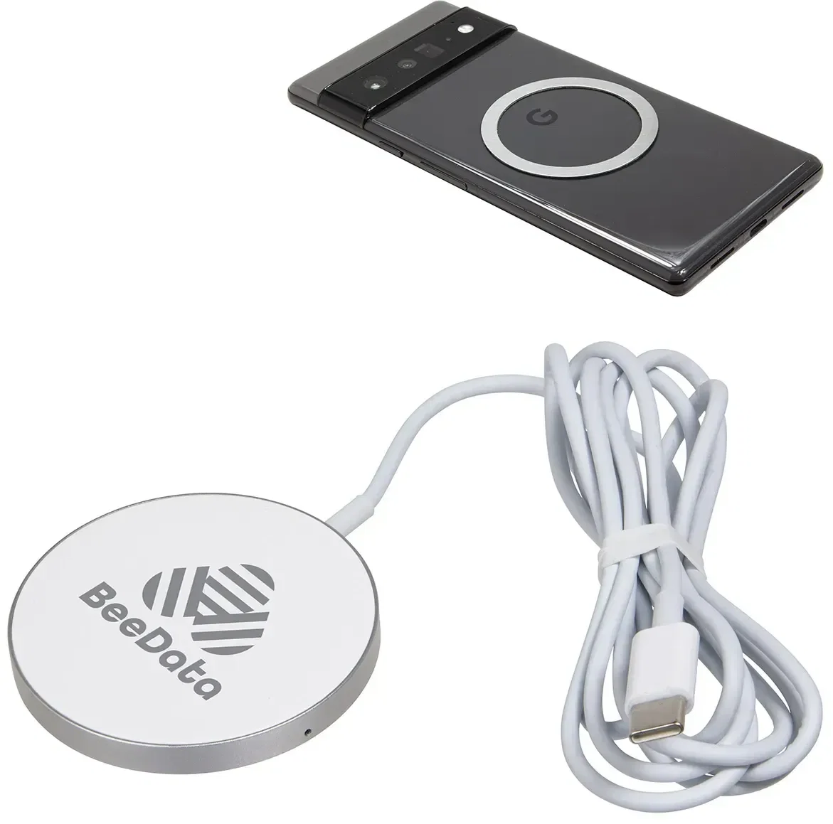 Custom Magport 15W charger side profile showing the slim branded design