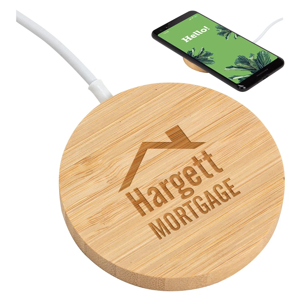 Side profile of the custom Magport Bamboo 15W Wireless Charger