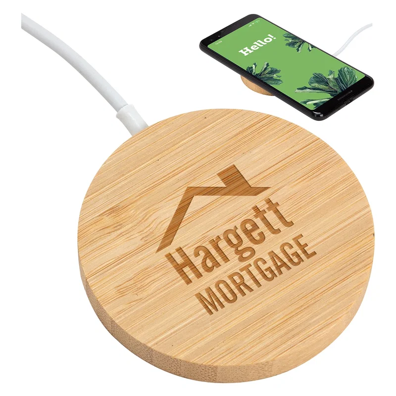 Side profile of the custom Magport Bamboo 15W Wireless Charger