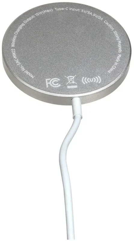 Branded Magport charger back view showing the magnet, promotional desk accessory