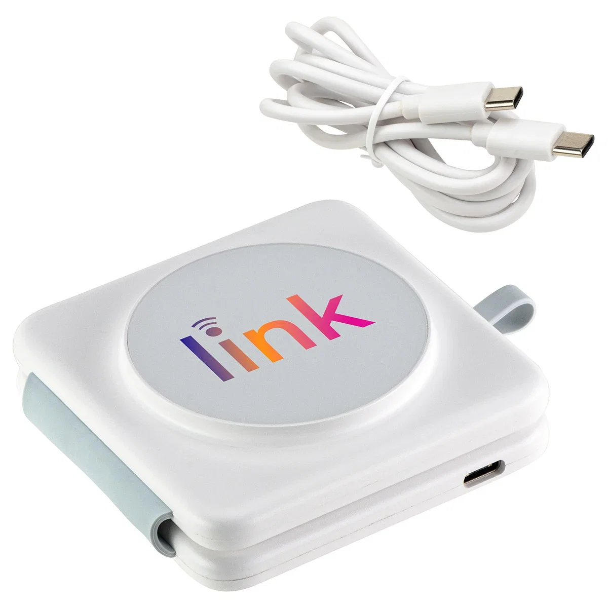 Magport Tri-Fold Charger charging a smartphone, watch, and earbuds, in-use shot