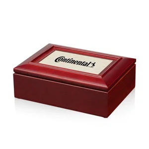 Mahogany Desk Box With Stepped Lid and Sandstone Inset