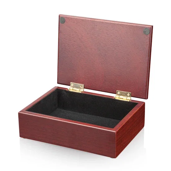 Custom Mahogany Desk Box With Stepped Lid and Sandstone Inset, clock award for corporate award ceremonies