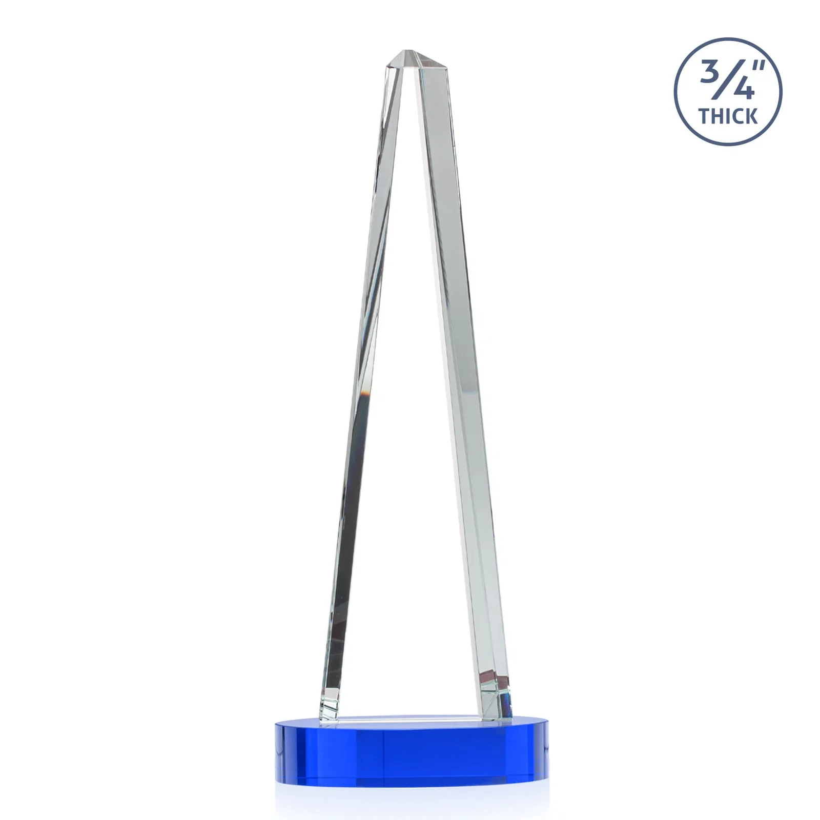 Personalized Starfire Crystal Tower Award, 3/4 Inch Thick, Alberton Base, with your logo for retirement presentations