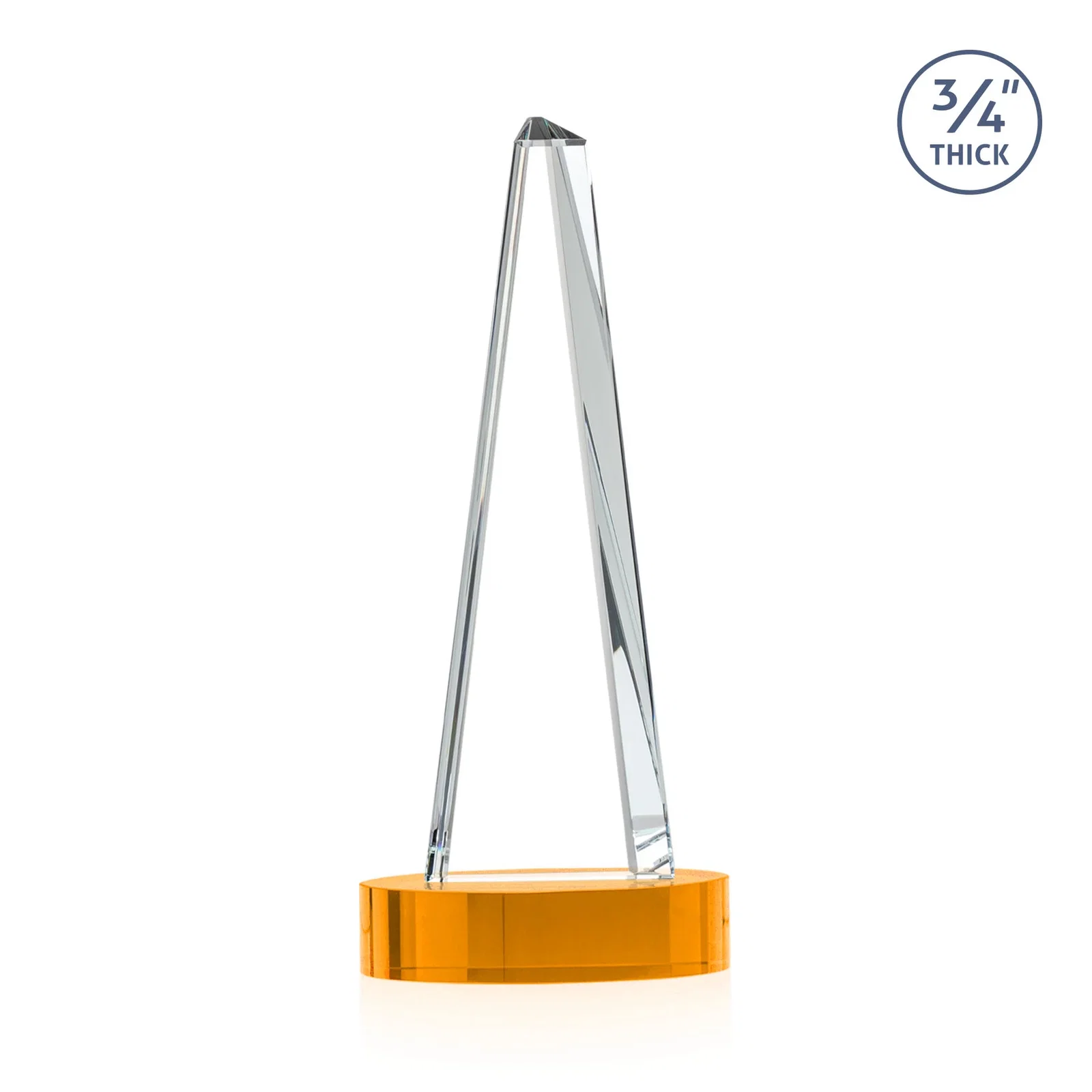 Personalized Starfire Crystal Tower Award, 3/4 Inch Thick, Alberton Base, with your logo for donor appreciation