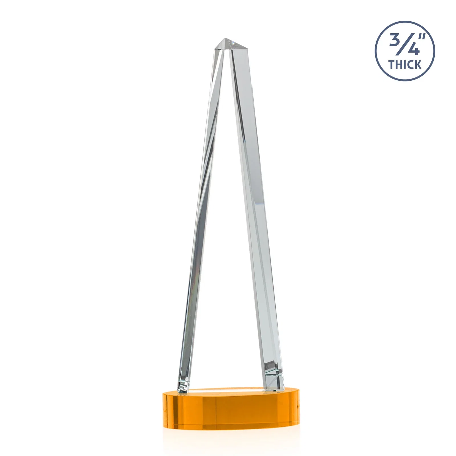 Personalized Starfire Crystal Tower Award, 3/4 Inch Thick, Alberton Base, with your logo for graduation ceremonies