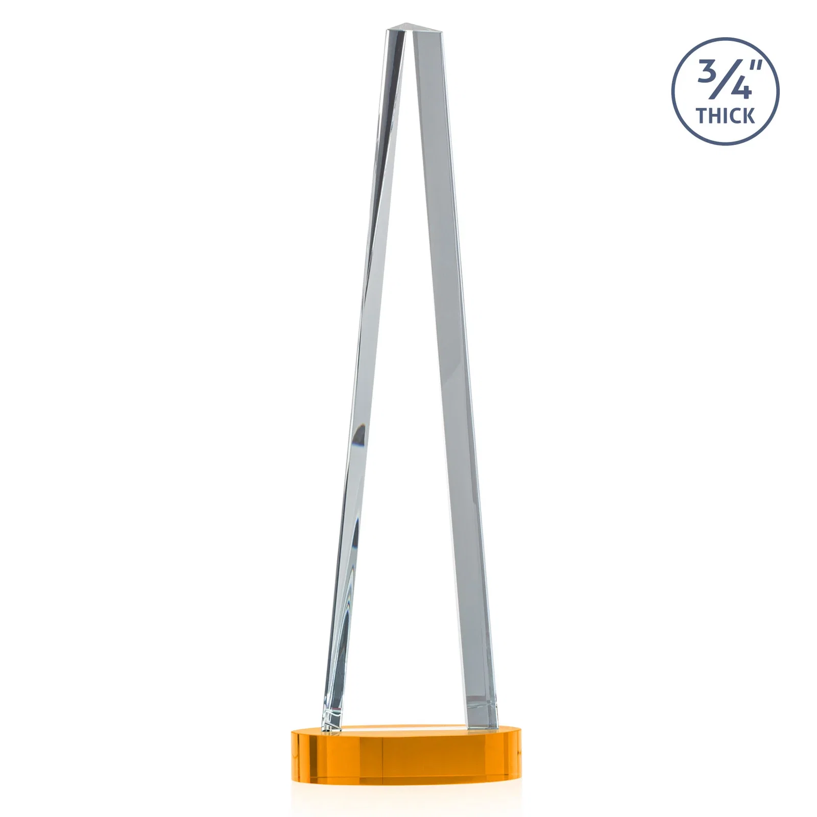 Personalized Starfire Crystal Tower Award, 3/4 Inch Thick, Alberton Base, with your logo for volunteer appreciation