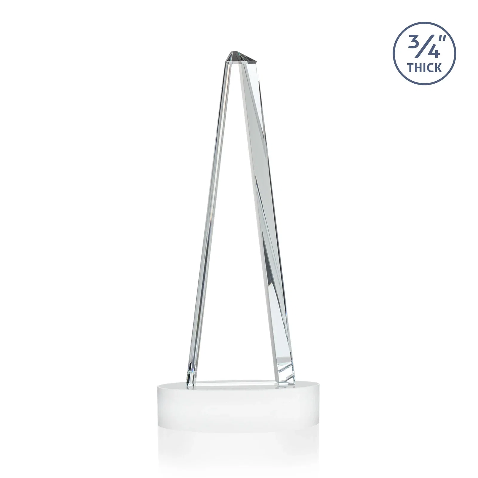 Branded Starfire Crystal Tower Award, 3/4 Inch Thick, Alberton Base, with your logo for service anniversary gifts