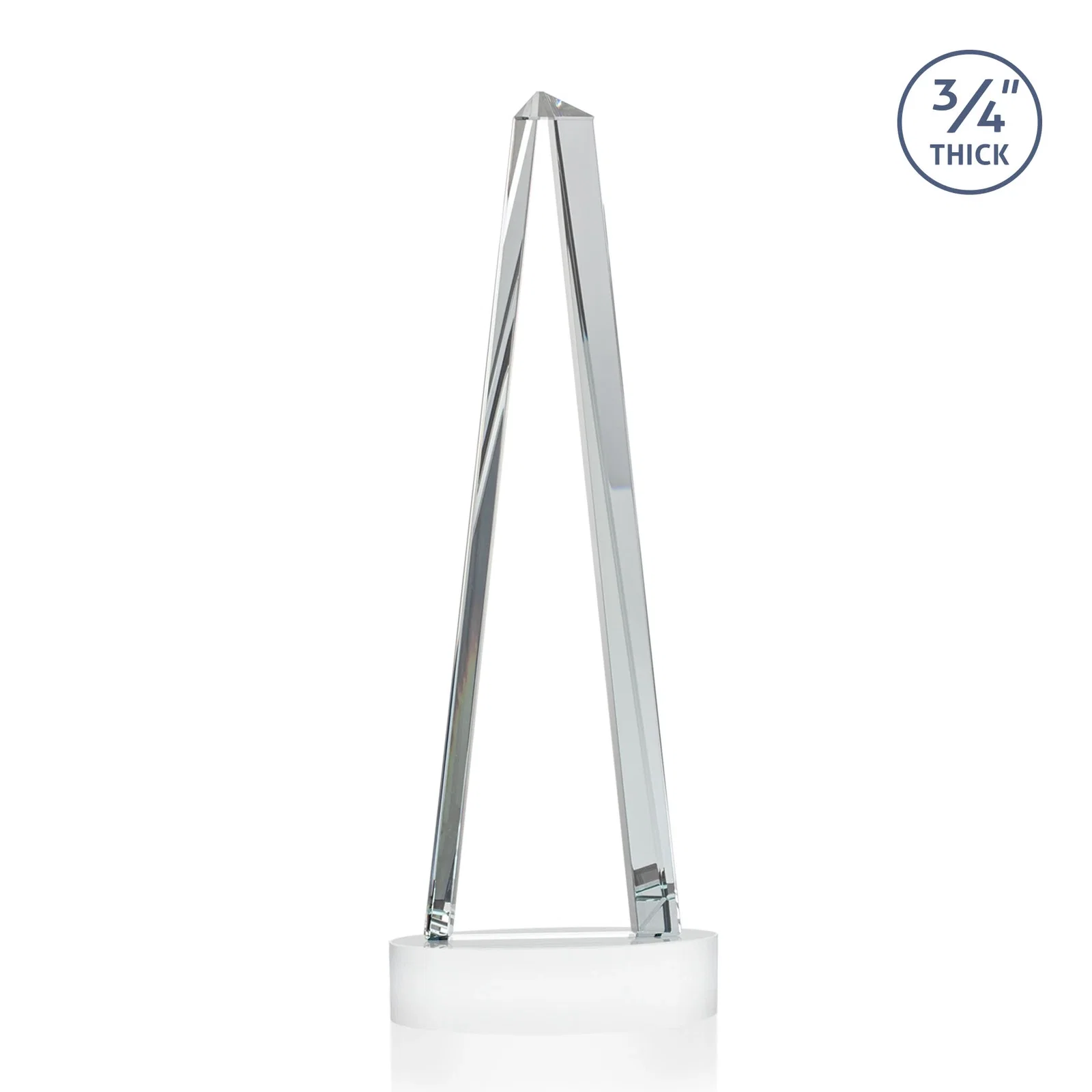 Branded Starfire Crystal Tower Award, 3/4 Inch Thick, Alberton Base, with your logo for sales achievement awards