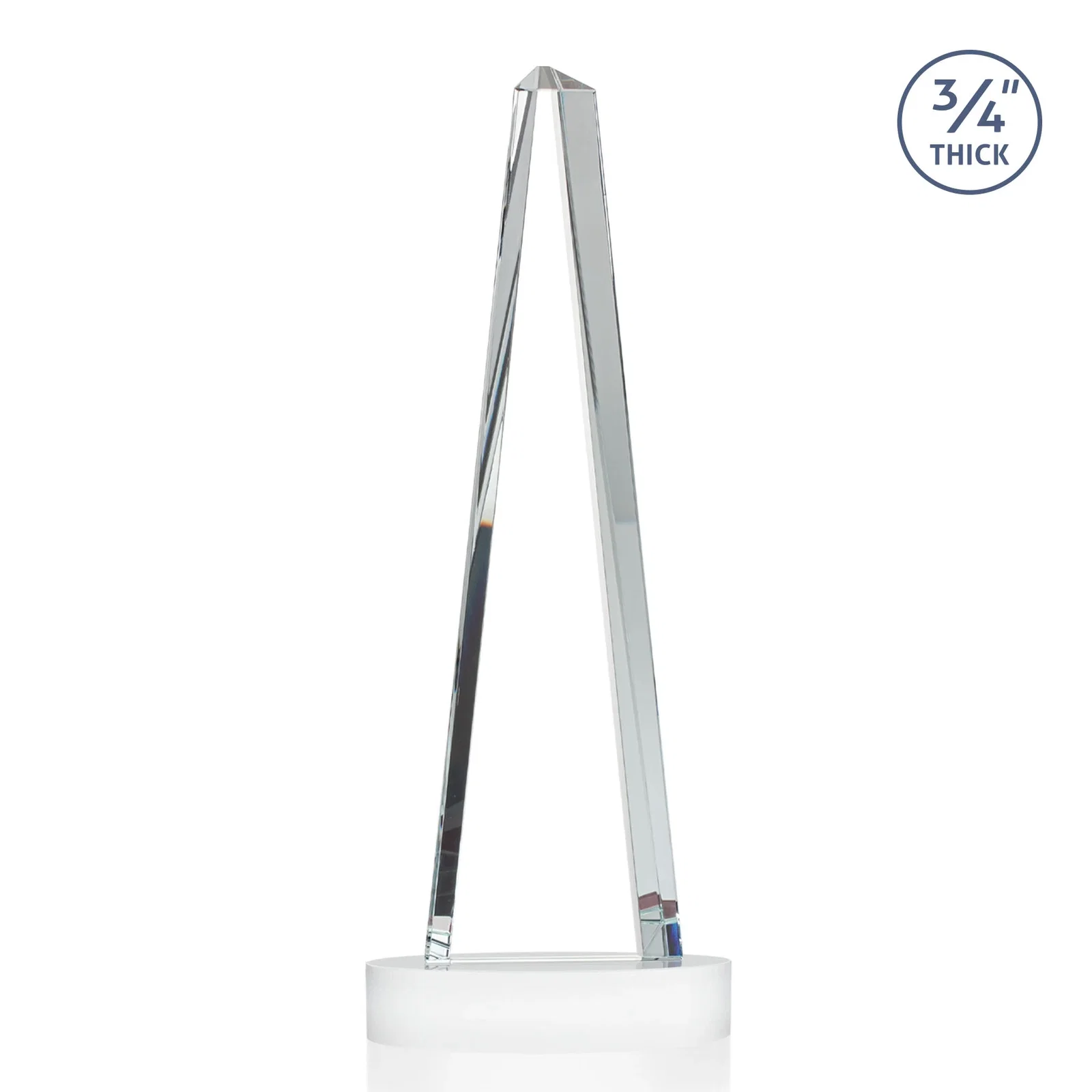 Branded Starfire Crystal Tower Award, 3/4 Inch Thick, Alberton Base, with your logo for retirement presentations