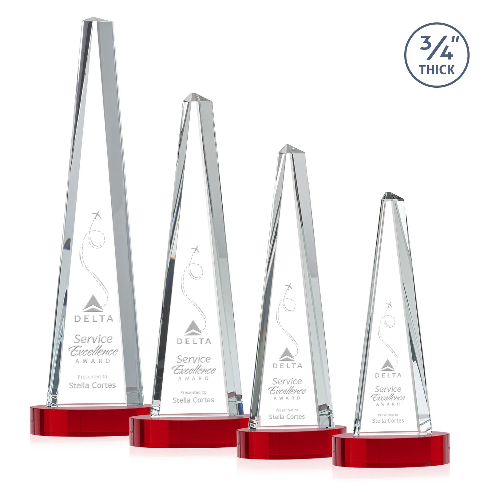 Branded Starfire Crystal Tower Award, 3/4 Inch Thick, Alberton Base for volunteer appreciation