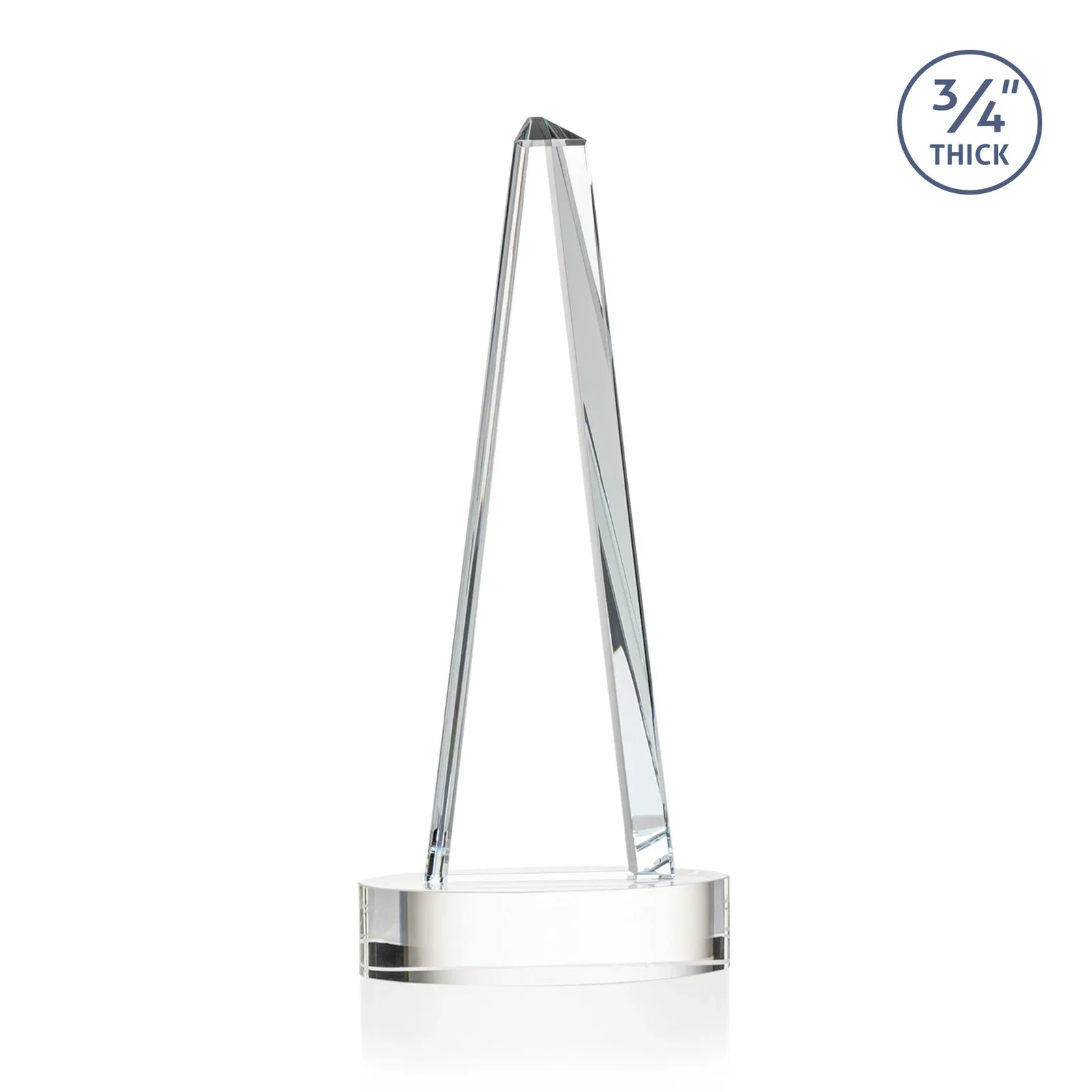 Custom Starfire Crystal Tower Award, 3/4 Inch Thick, Alberton Base, with your logo for donor appreciation