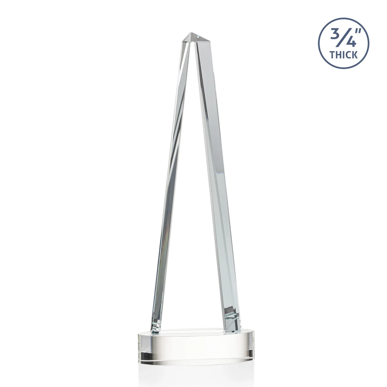Custom Starfire Crystal Tower Award, 3/4 Inch Thick, Alberton Base, with your logo for graduation ceremonies