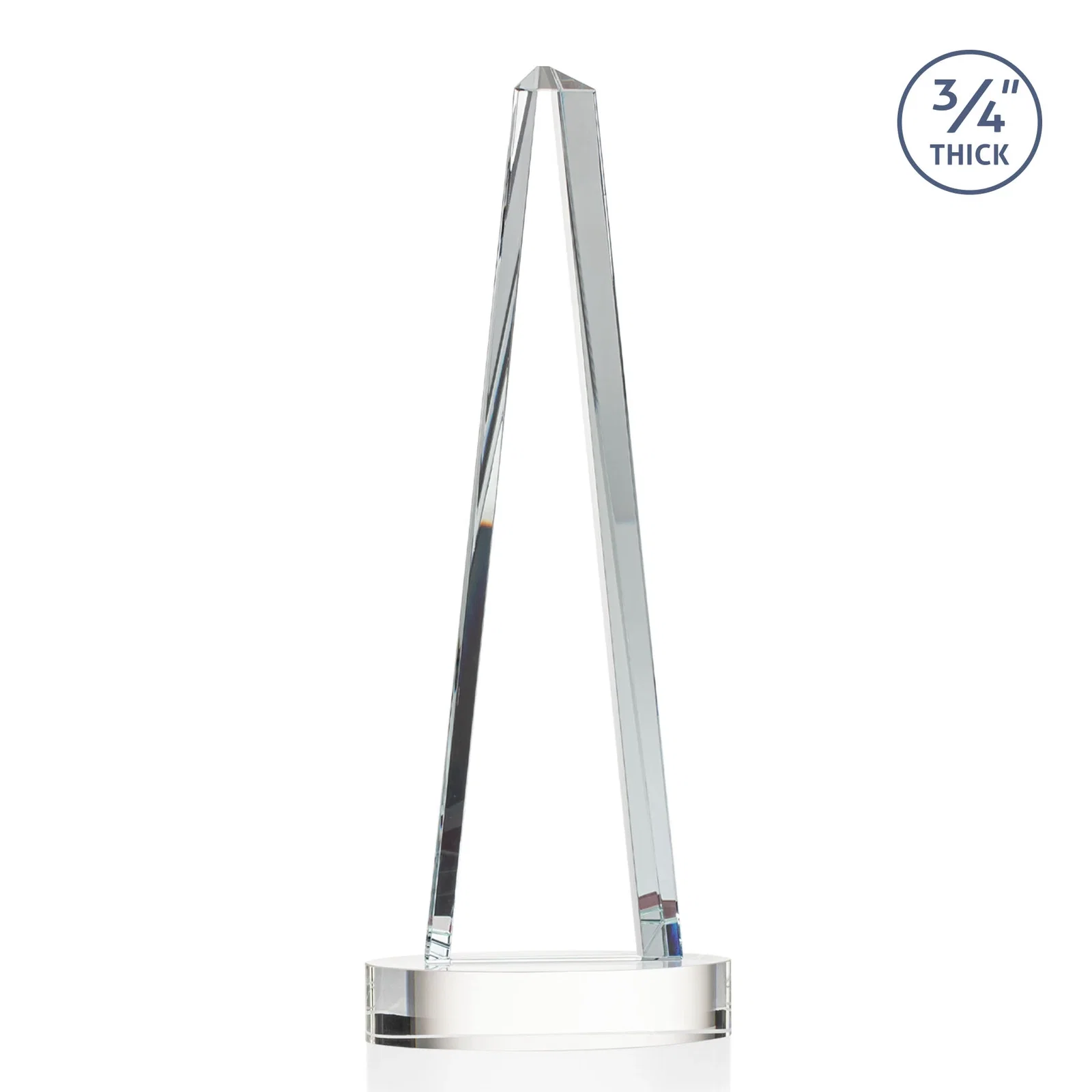 Custom Starfire Crystal Tower Award, 3/4 Inch Thick, Alberton Base, with your logo for safety achievement programs