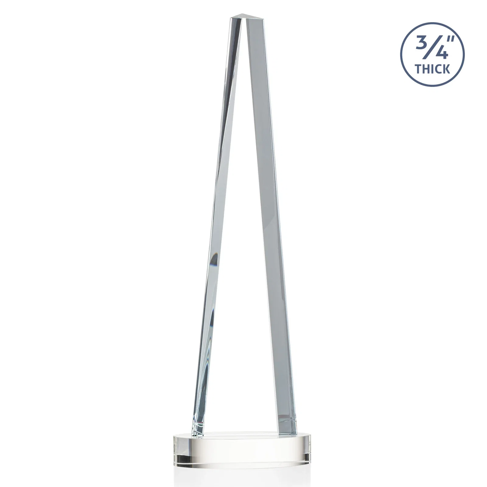 Custom Starfire Crystal Tower Award, 3/4 Inch Thick, Alberton Base, with your logo for volunteer appreciation