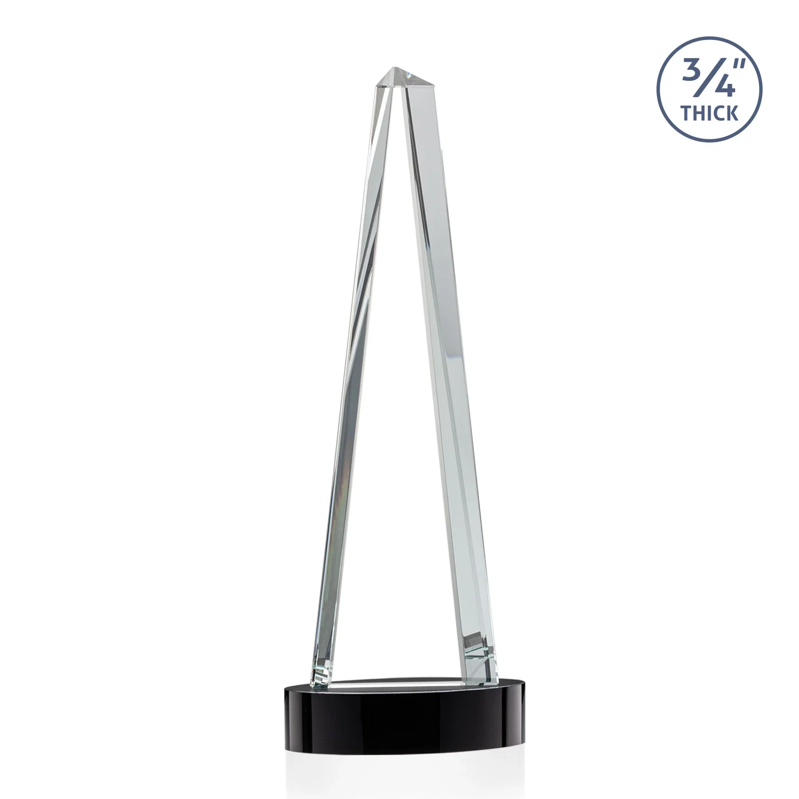 Custom Starfire Crystal Tower Award, 3/4 Inch Thick, Alberton Base, with your logo for company anniversary events
