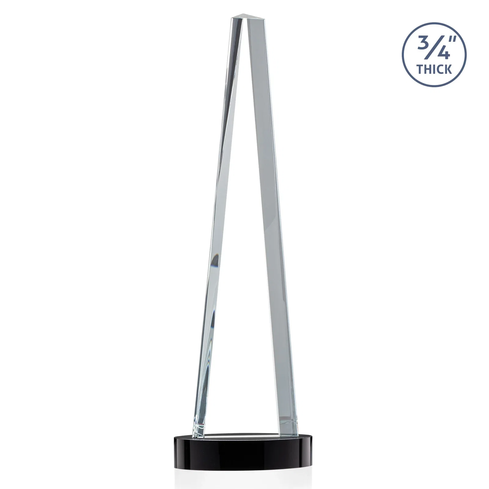 Personalized Starfire Crystal Tower Award, 3/4 Inch Thick, Alberton Base, with your logo for corporate award ceremonies