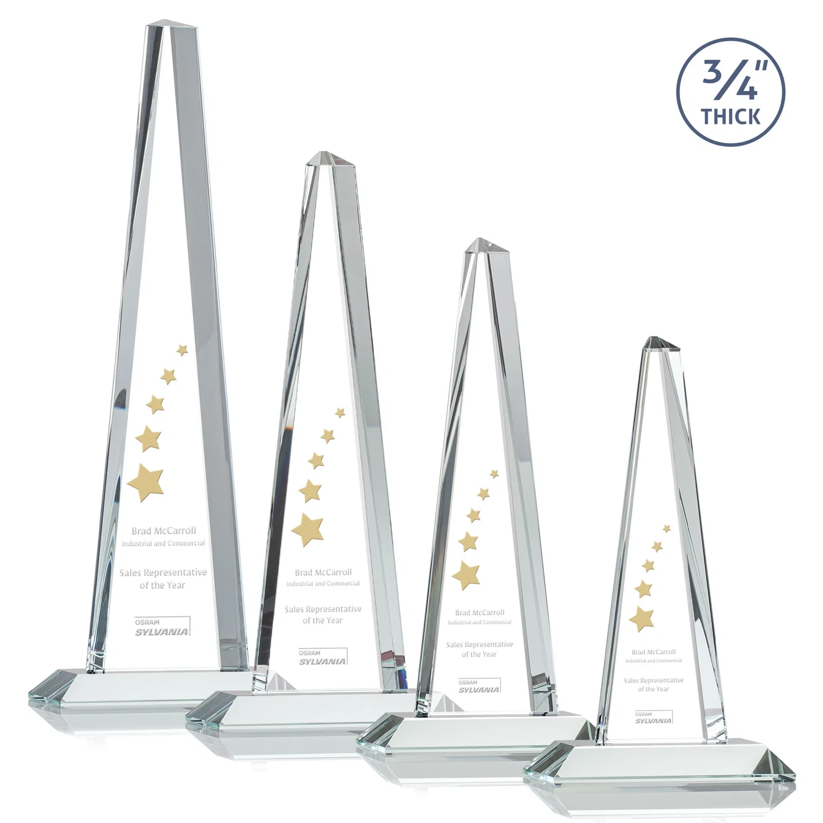 Custom Starfire Crystal Tower Award With a Matching Crystal Base for employee recognition