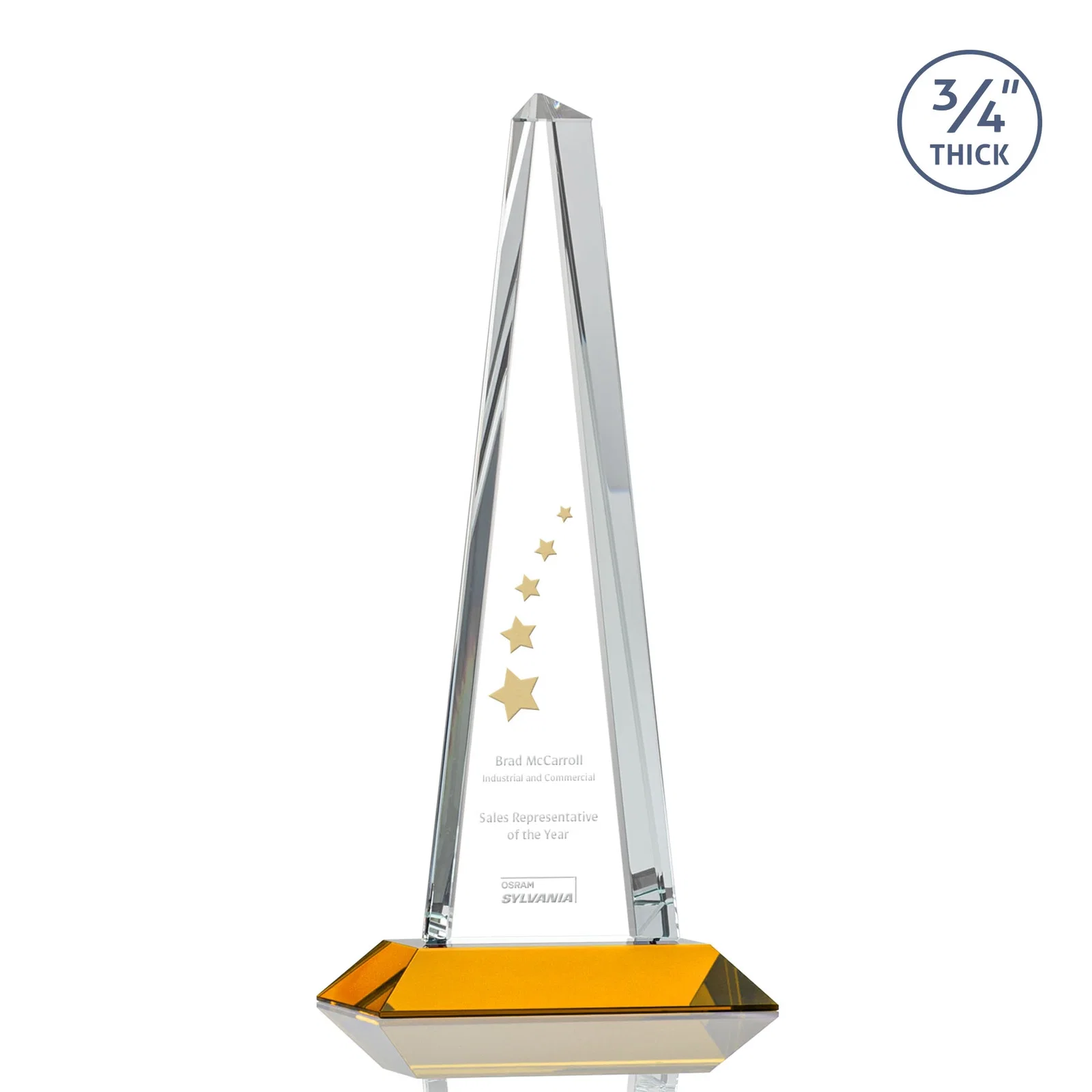 Custom Starfire Crystal Tower Award With a Matching Crystal Base for volunteer appreciation