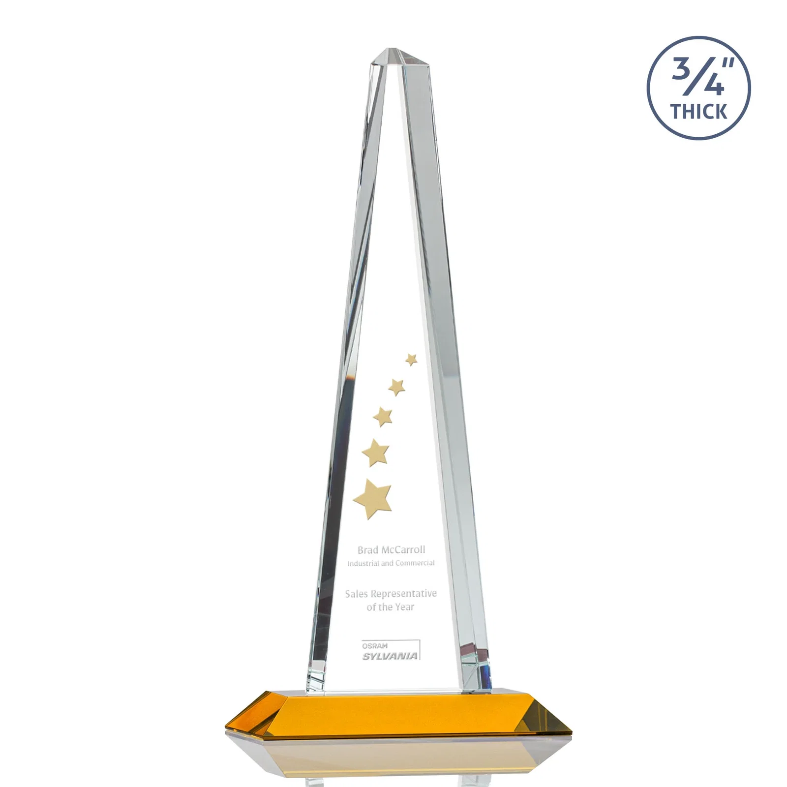 Custom Starfire Crystal Tower Award With a Matching Crystal Base for dealer and partner awards