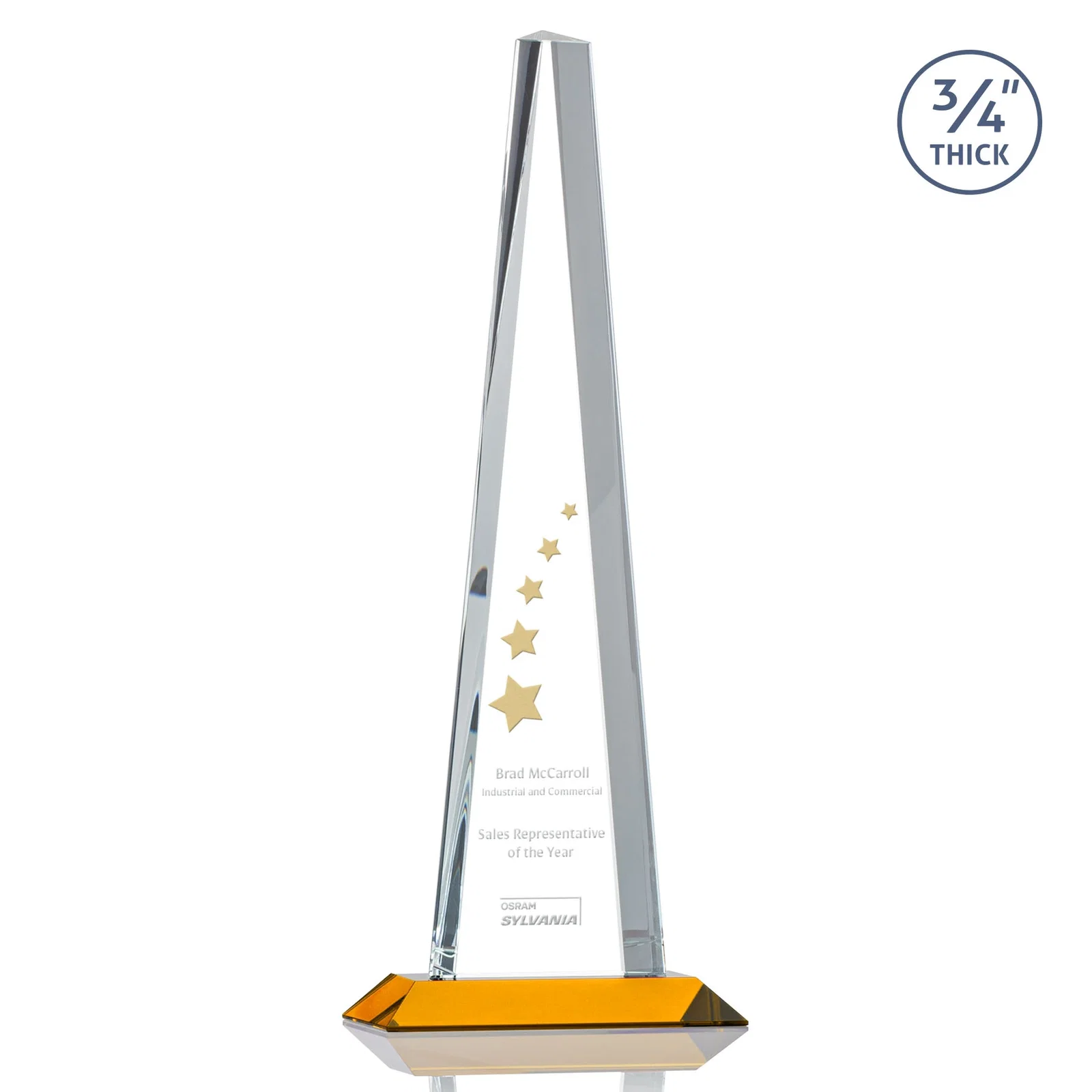 Custom Starfire Crystal Tower Award With a Matching Crystal Base for company anniversary events