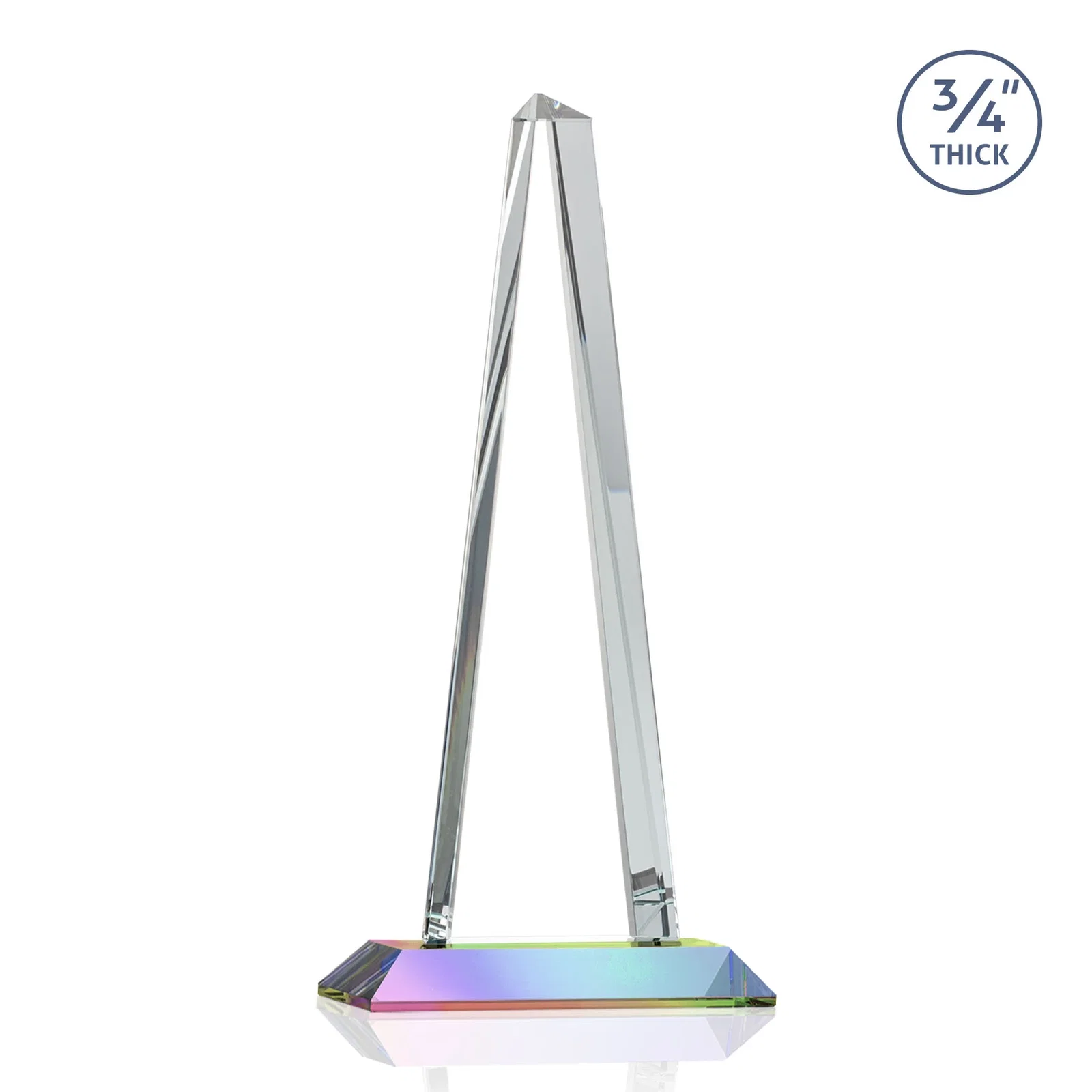 Branded Starfire Crystal Tower Award With a Matching Crystal Base, with your logo for graduation ceremonies