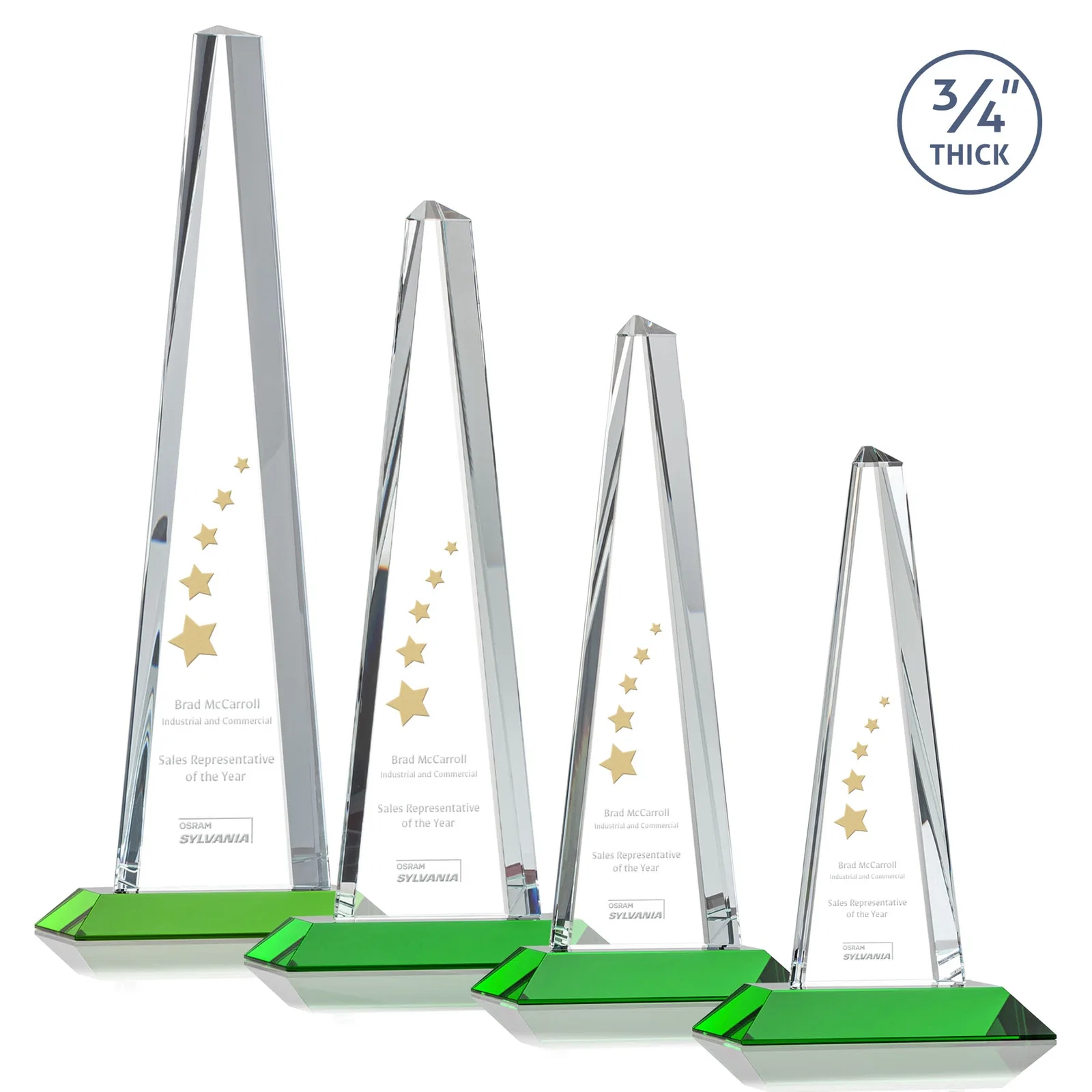 Personalized Starfire Crystal Tower Award With a Matching Crystal Base for employee recognition