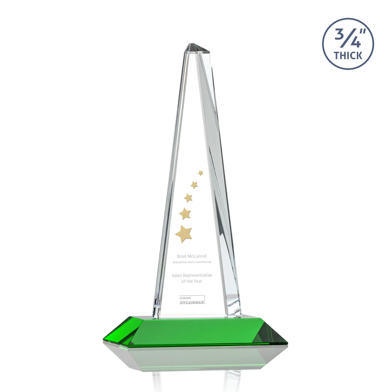 Personalized Starfire Crystal Tower Award With a Matching Crystal Base for corporate award ceremonies
