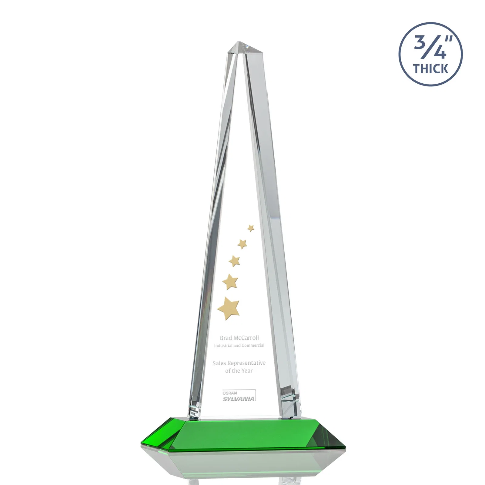 Personalized Starfire Crystal Tower Award With a Matching Crystal Base for service anniversary gifts