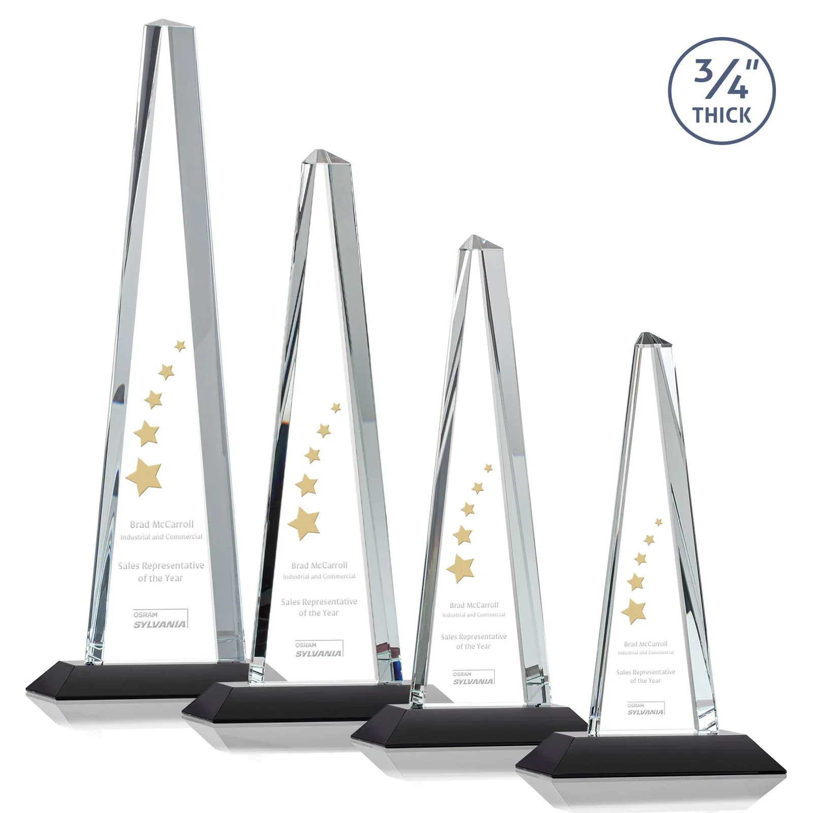 Personalized Starfire Crystal Tower Award With a Matching Crystal Base for team milestone celebrations