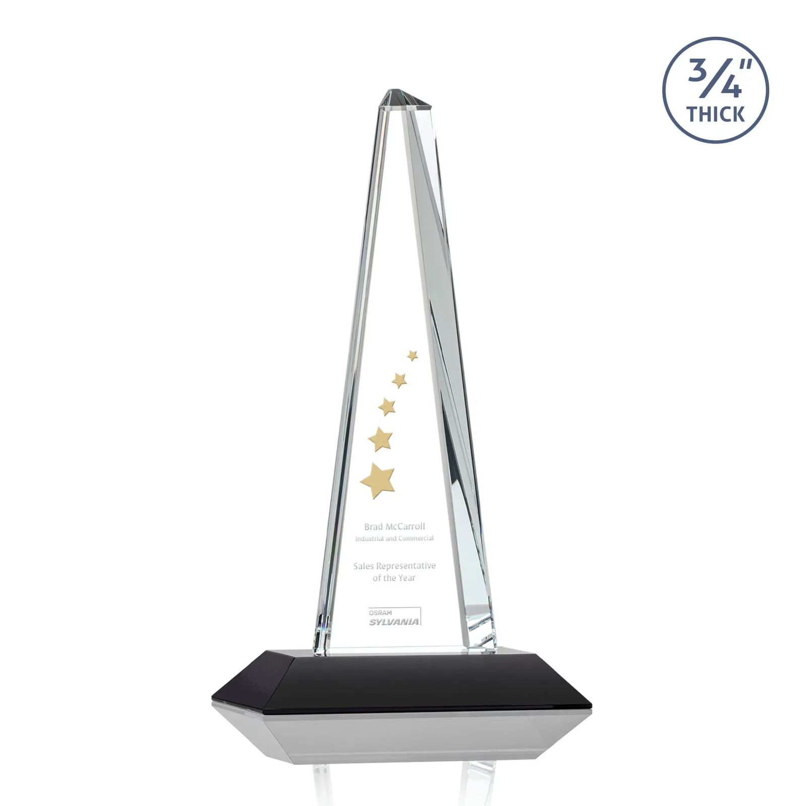 Personalized Starfire Crystal Tower Award With a Matching Crystal Base for donor appreciation