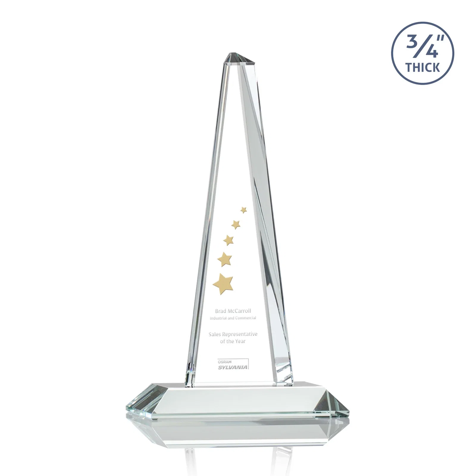 Custom Starfire Crystal Tower Award With a Matching Crystal Base for corporate award ceremonies