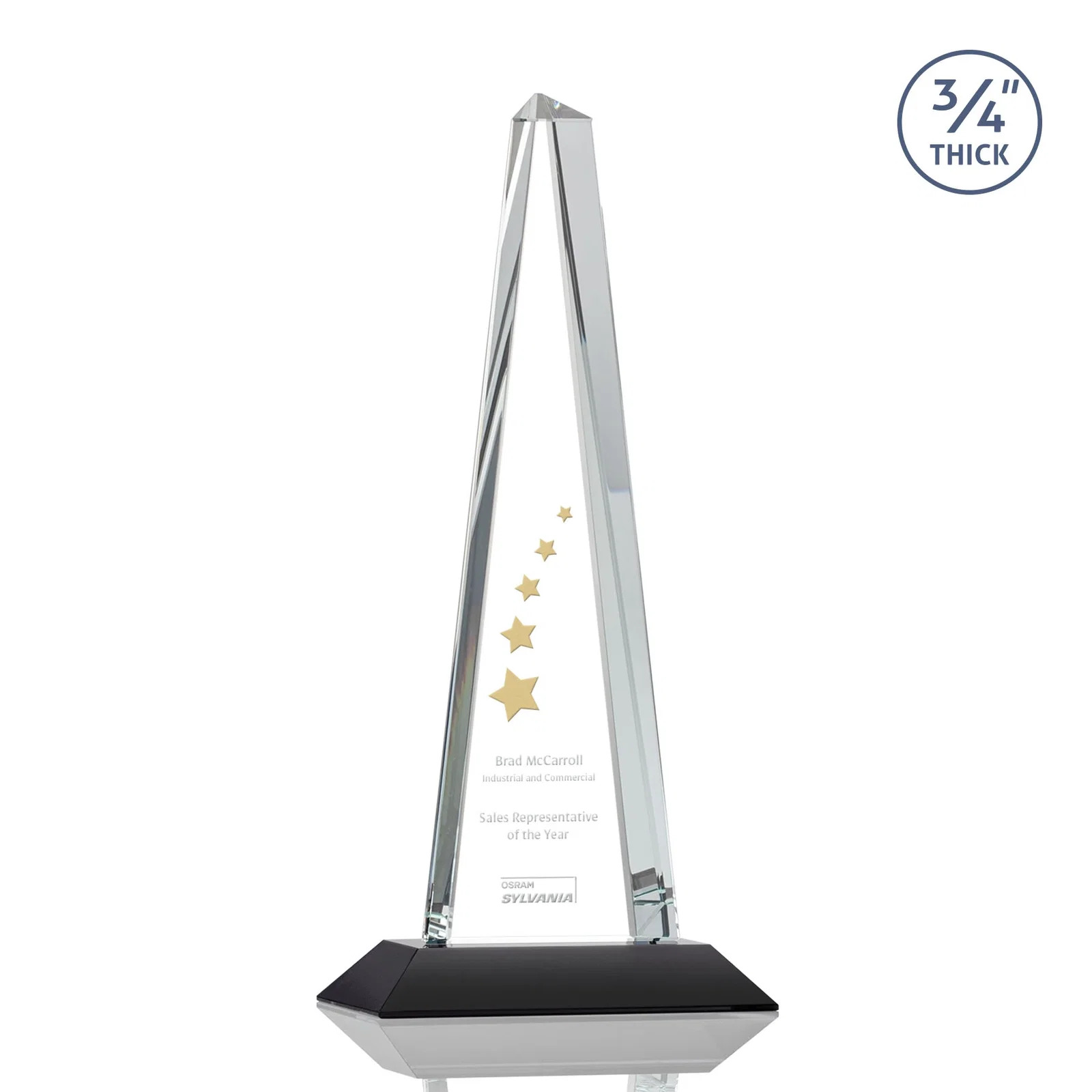 Personalized Starfire Crystal Tower Award With a Matching Crystal Base for graduation ceremonies