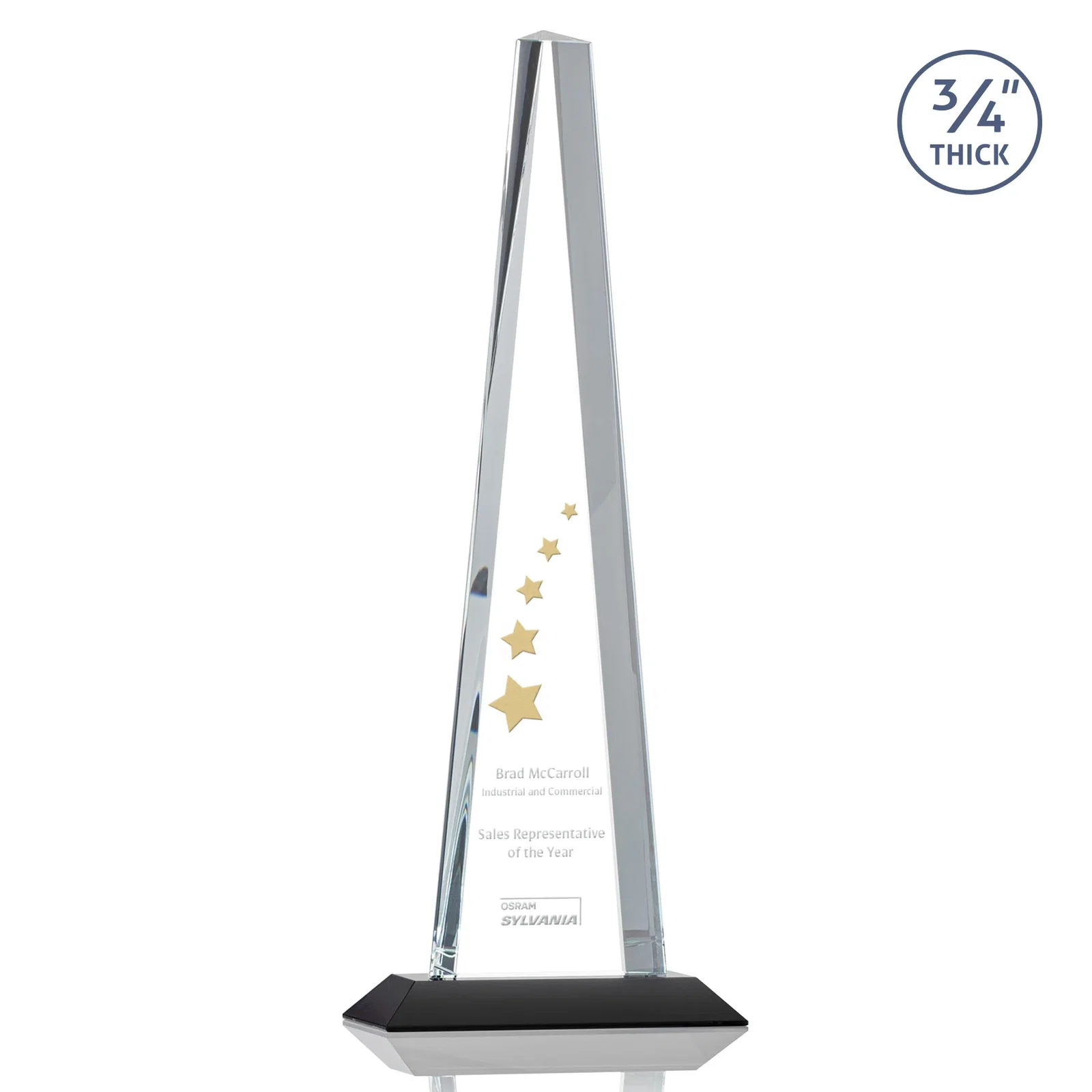 Personalized Starfire Crystal Tower Award With a Matching Crystal Base for volunteer appreciation