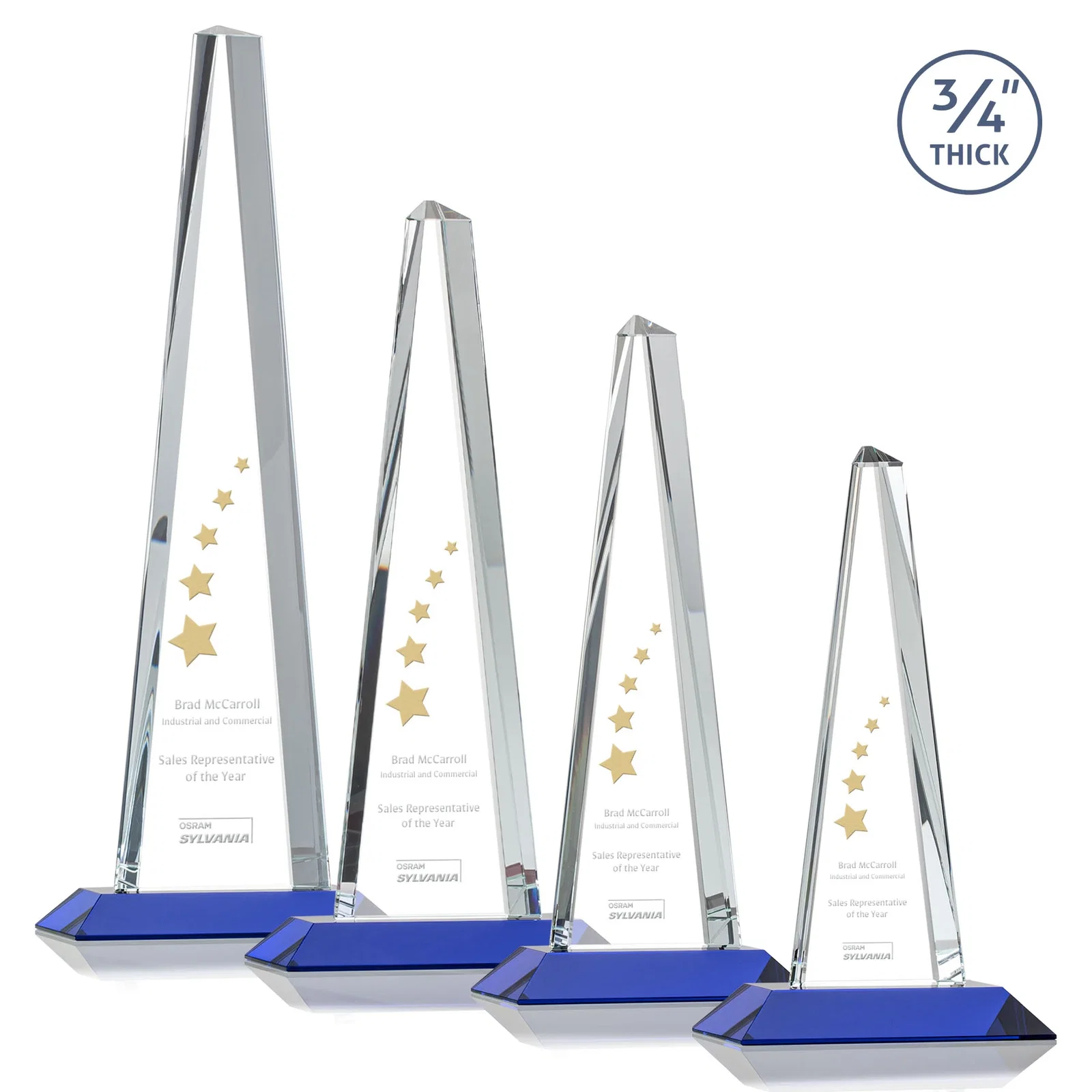 Personalized Starfire Crystal Tower Award With a Matching Crystal Base for dealer and partner awards