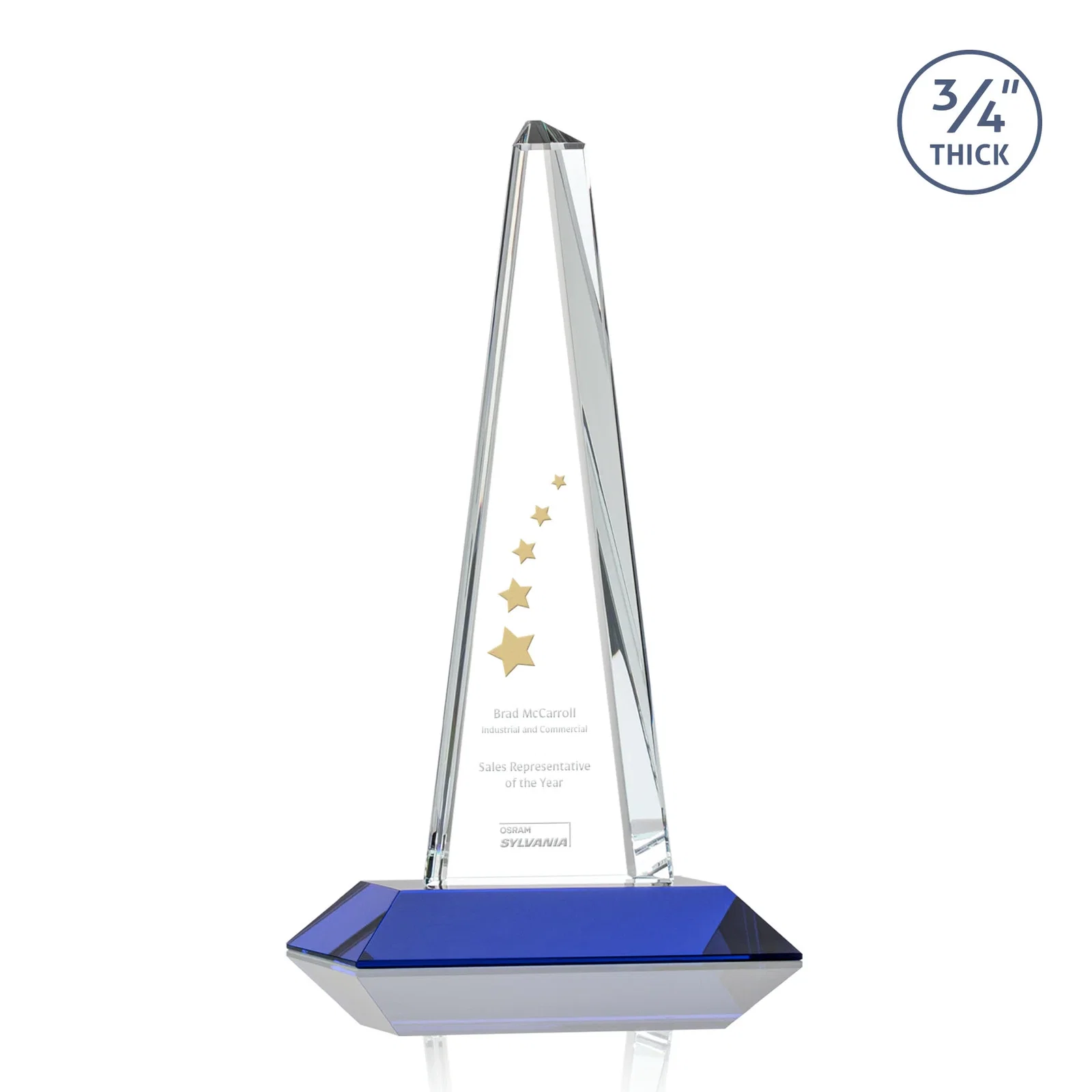 Personalized Starfire Crystal Tower Award With a Matching Crystal Base for company anniversary events
