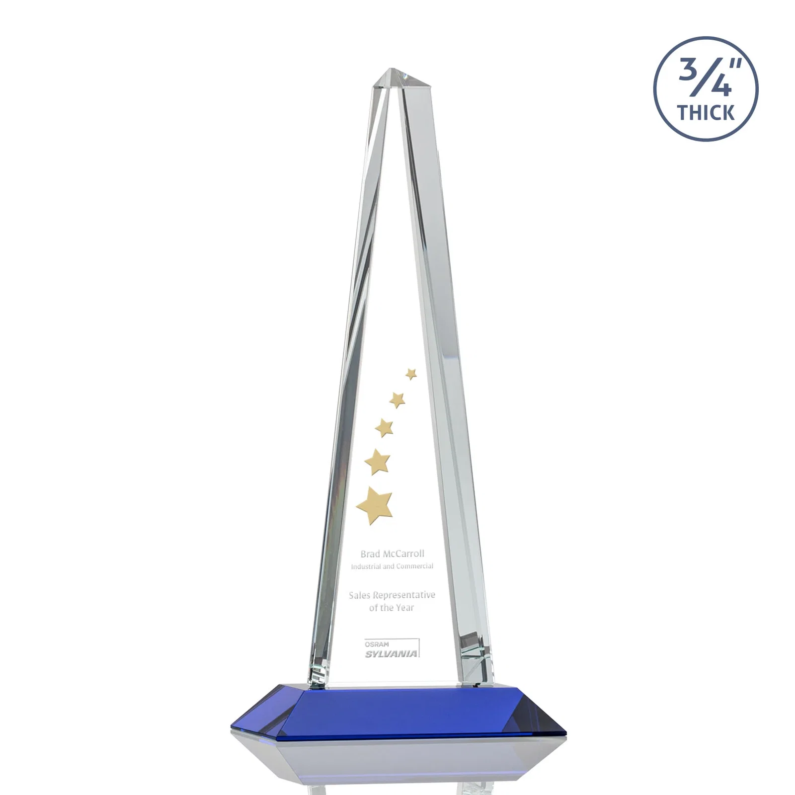 Promotional Starfire Crystal Tower Award With a Matching Crystal Base for employee recognition