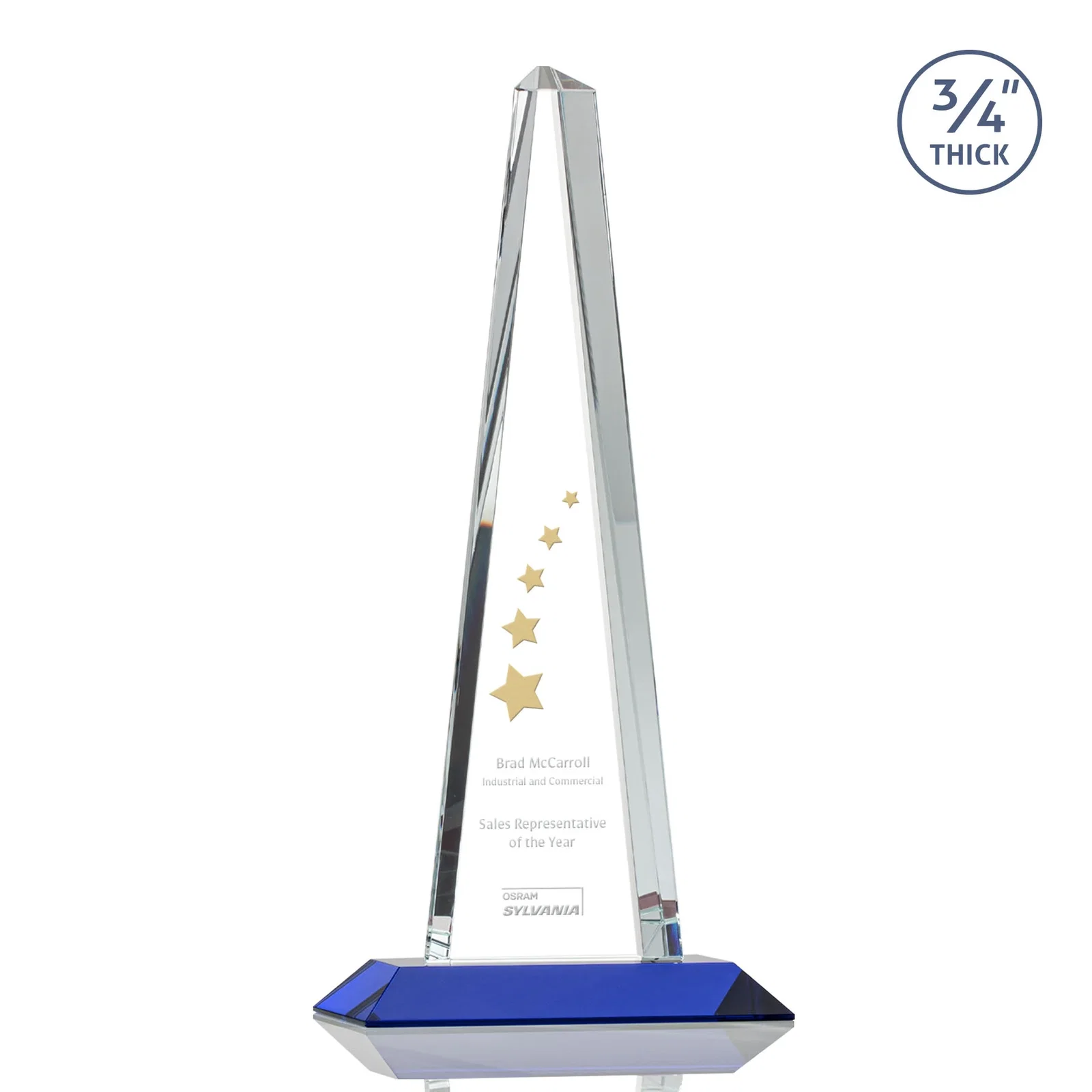 Promotional Starfire Crystal Tower Award With a Matching Crystal Base for corporate award ceremonies