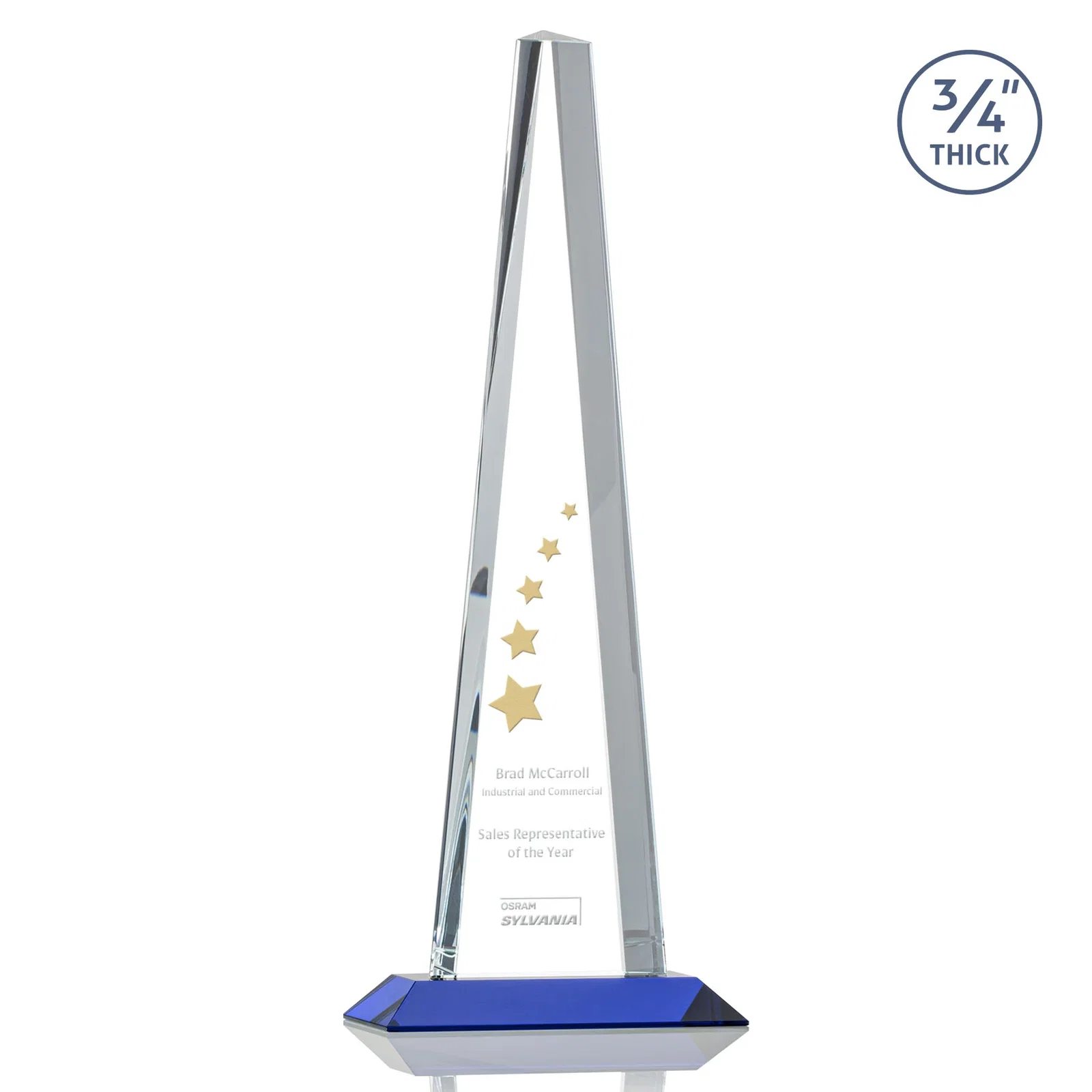 Promotional Starfire Crystal Tower Award With a Matching Crystal Base for service anniversary gifts