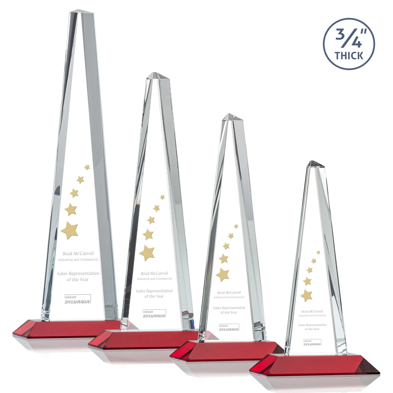 Promotional Starfire Crystal Tower Award With a Matching Crystal Base for sales achievement awards