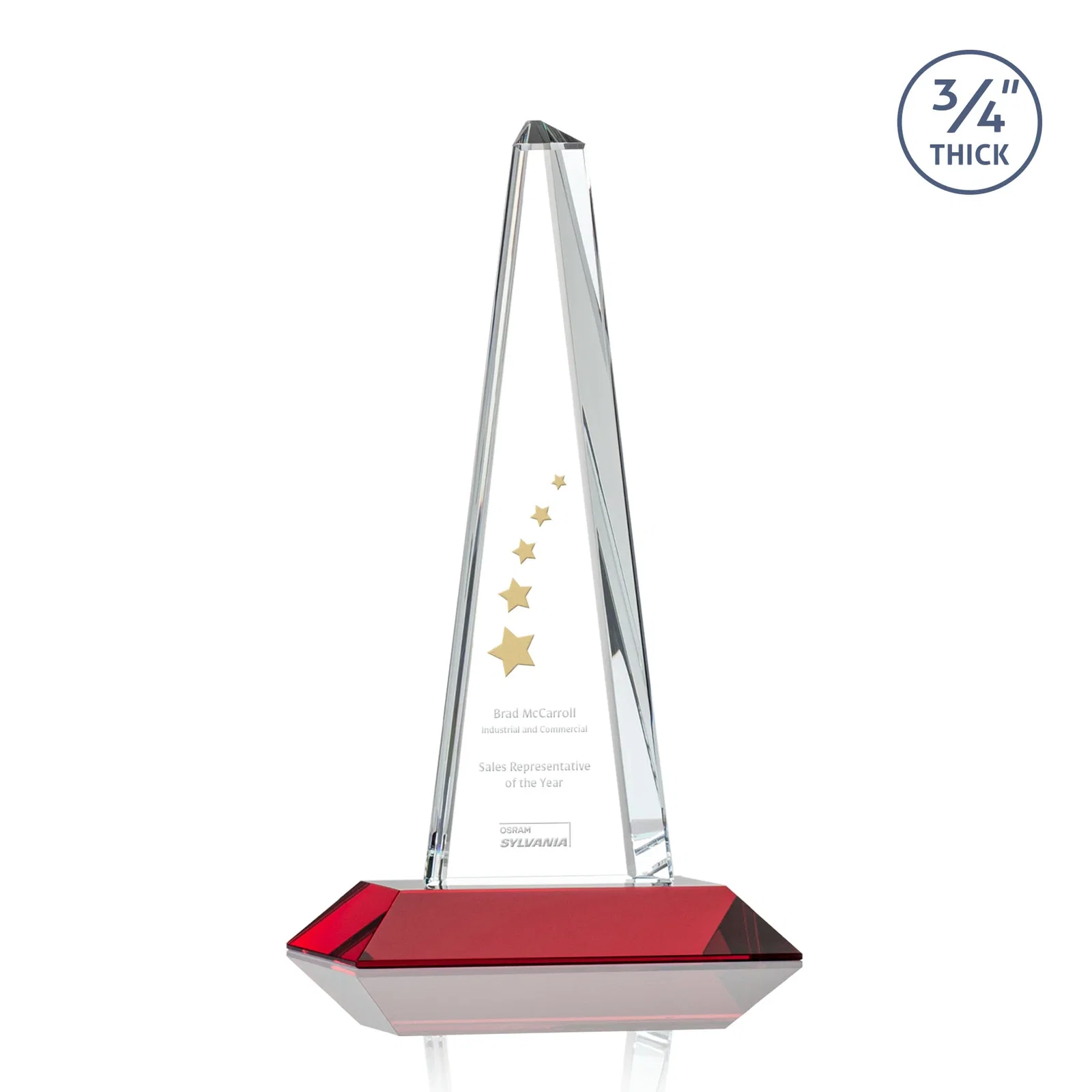 Promotional Starfire Crystal Tower Award With a Matching Crystal Base for retirement presentations