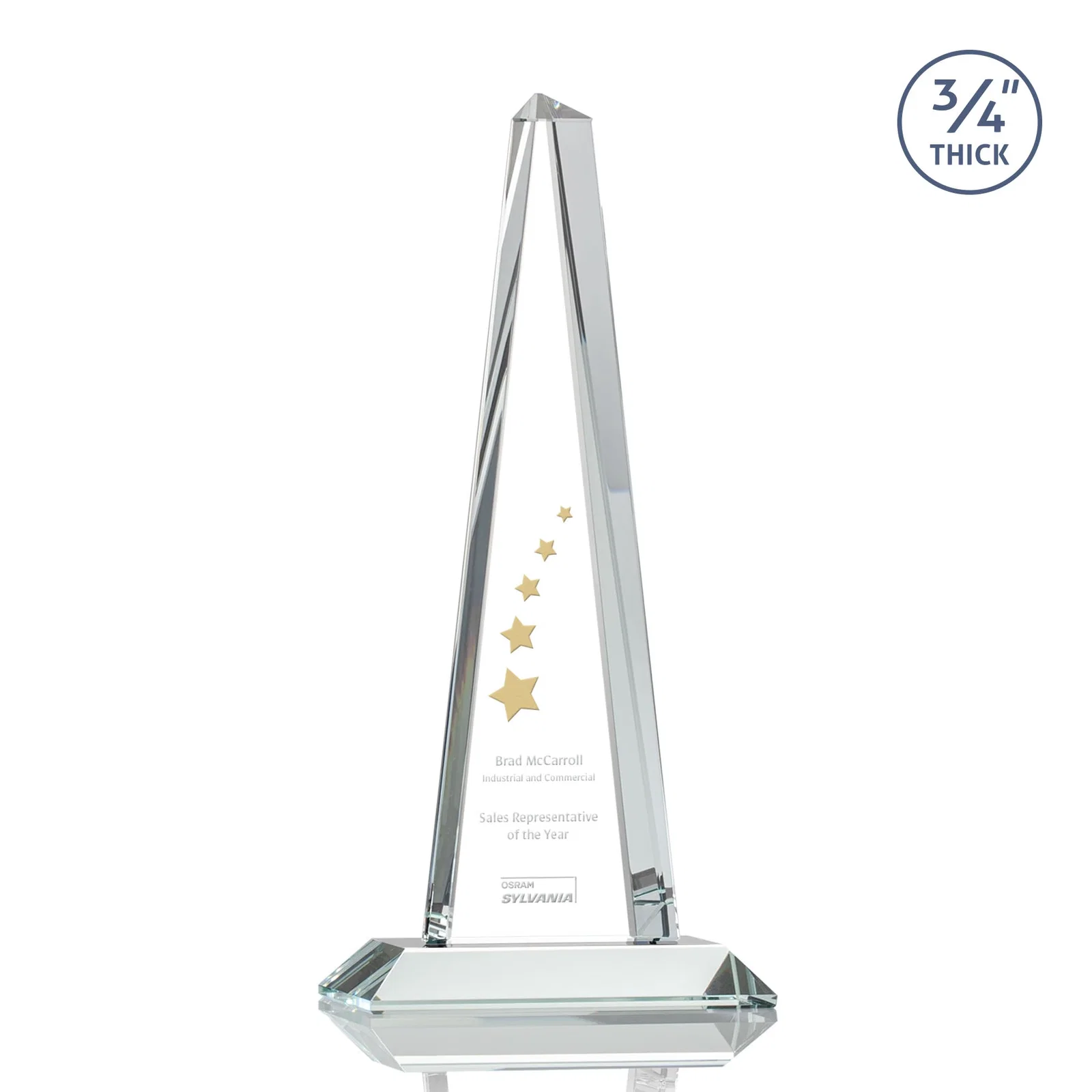 Custom Starfire Crystal Tower Award With a Matching Crystal Base for service anniversary gifts